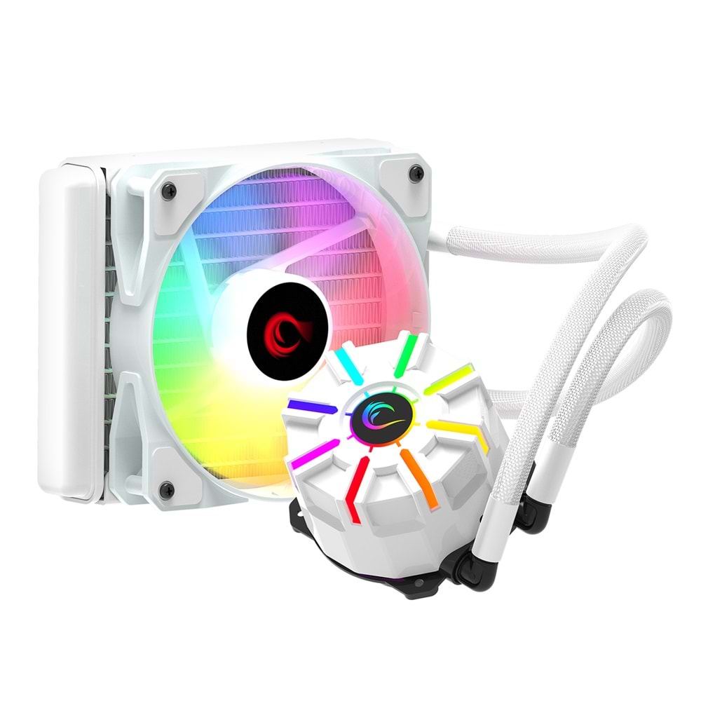 Rampage HELIOS C1 Beyaz 68CFM 1800RPM Rainbow AMD AM5/INTEL LGA1700 120mm Sıvı Soğutmalı CPU Fan