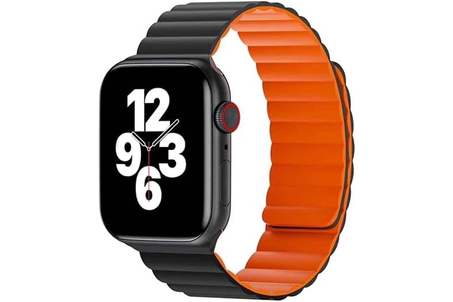 Wiwu WB001 Manyetik Silikon Saat Kordonu iWatch 42/44/45/49 mm Black+Orange