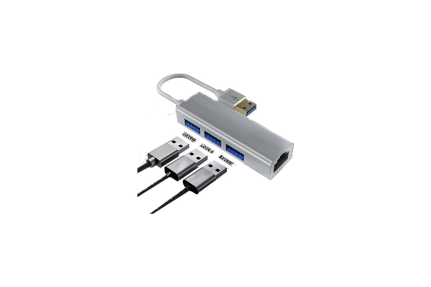 Daytona FC06 USB to 3 Port USB RJ45 Kablolu Adaptör Gri