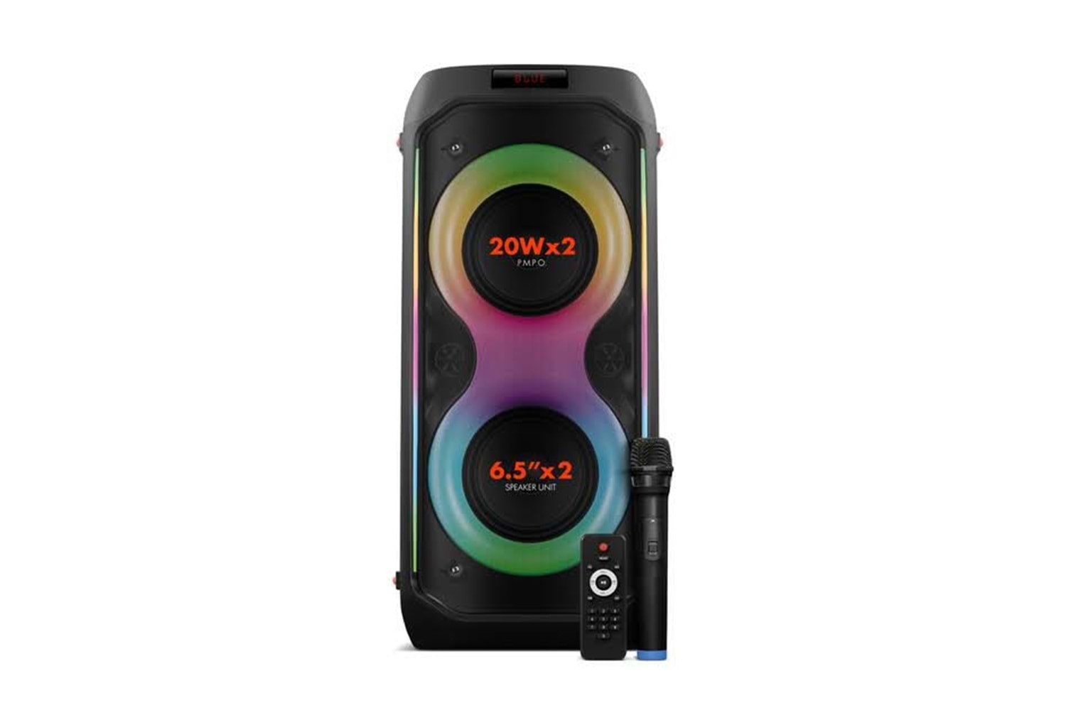 Powerway Duo Taşınabilir Mikrofonlu 20x2 W Karaoke Ses Kayıt Bluetooth Hoparlör Led Işıklı