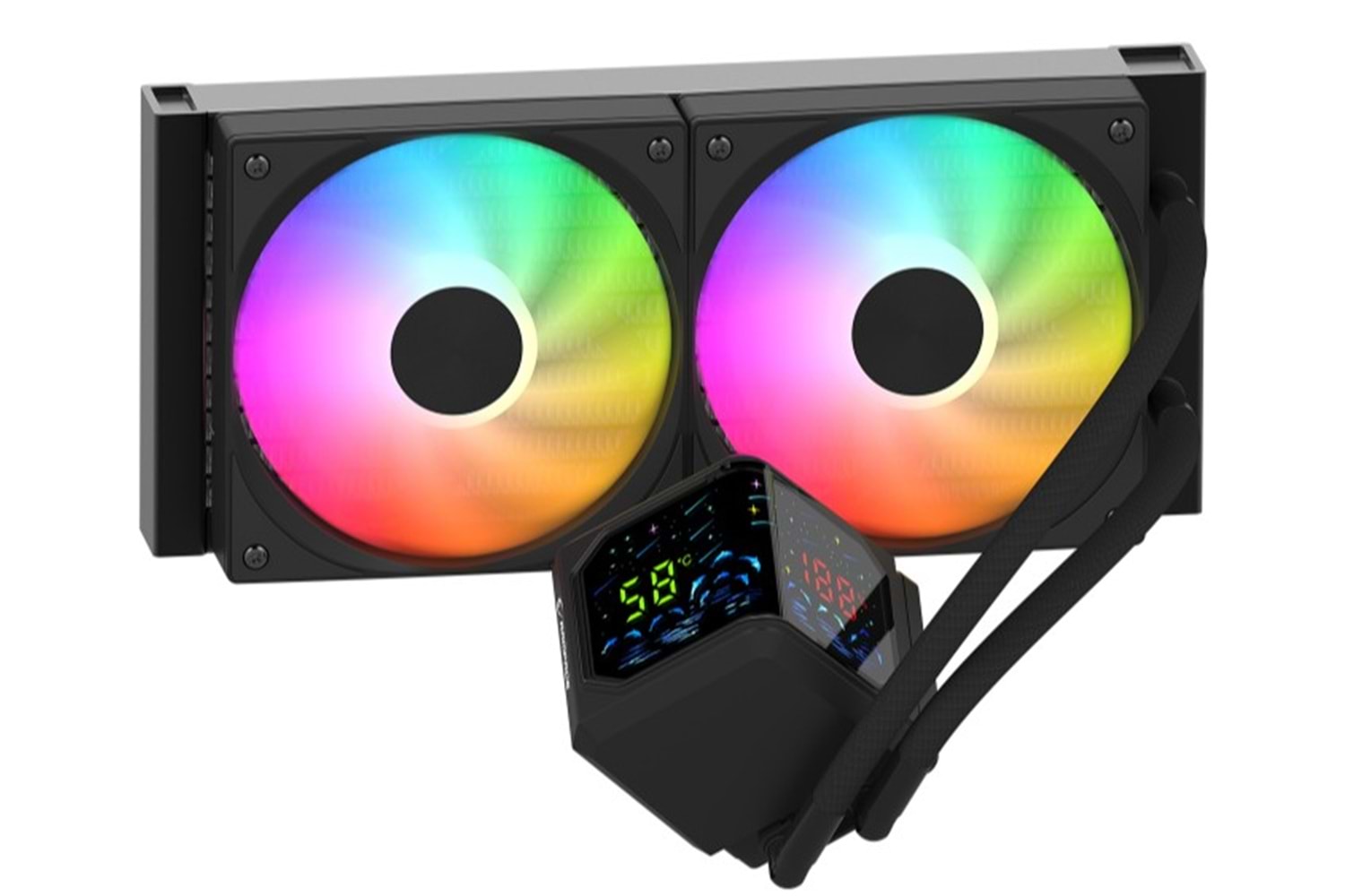 Rampage HELIOS D24 Siyah 12cm Fan Sıcaklık Göstergeli Intel LGA1700/AMD AM5 ARGB 240mm Sıvı Soğutmalı CPU Fan