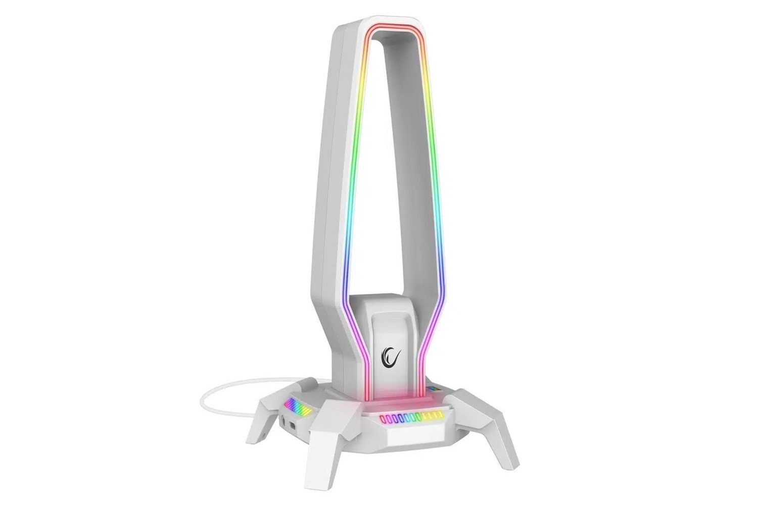 Rampage RM-H27 IGRIS Kulaklık İçin Stand RGB Işıklı 3*USB 1*Type-C Beyaz 1*3.5mm Port