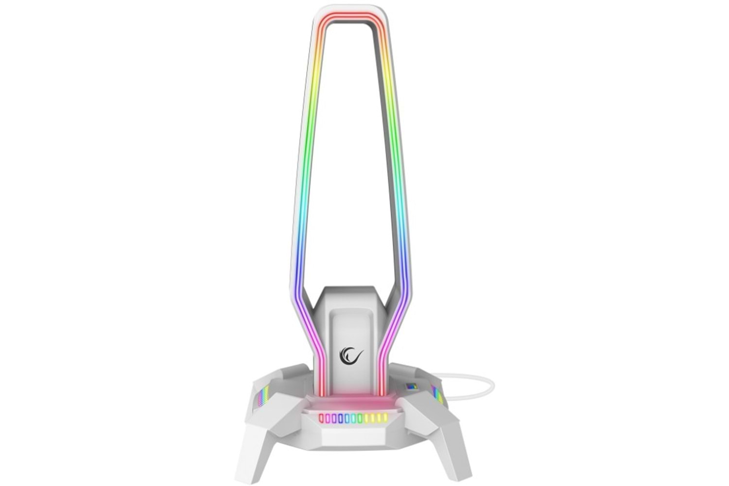 Rampage RM-H27 IGRIS Kulaklık İçin Stand RGB Işıklı 3*USB 1*Type-C Beyaz 1*3.5mm Port