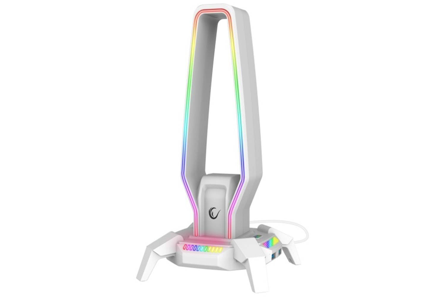 Rampage RM-H27 IGRIS Kulaklık İçin Stand RGB Işıklı 3*USB 1*Type-C Beyaz 1*3.5mm Port