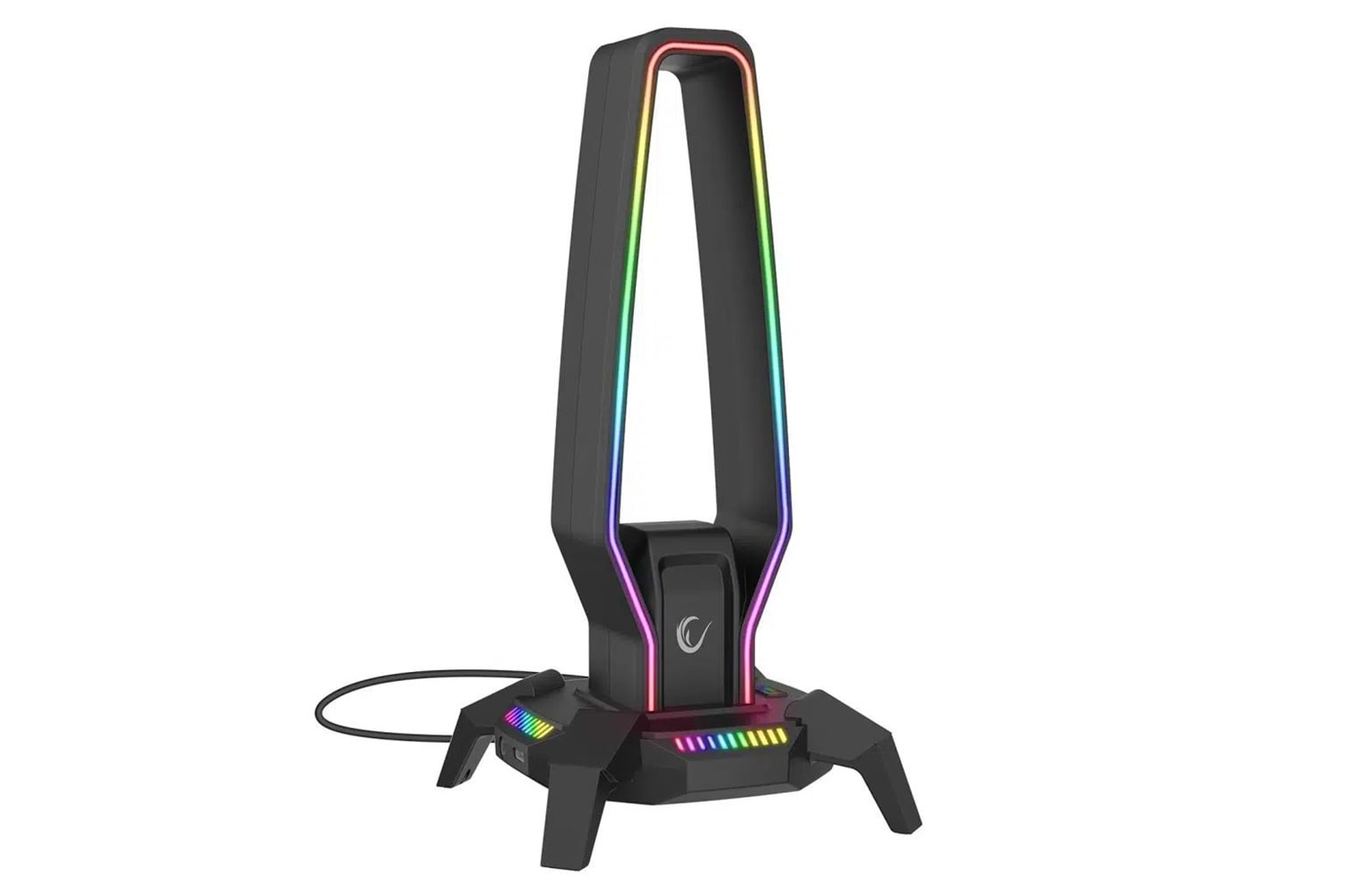 Rampage RM-H27 IGRIS Kulaklık İçin Stand RGB Işıklı 3*USB 1*Type-C Siyah 1*3.5mm Port