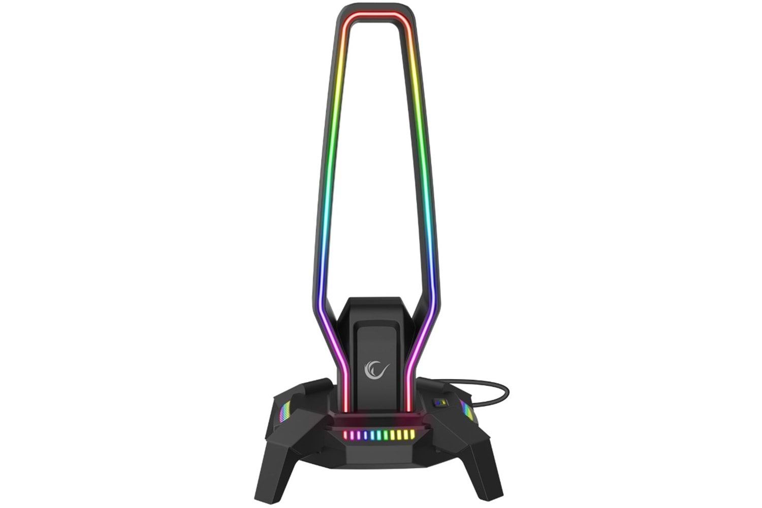 Rampage RM-H27 IGRIS Kulaklık İçin Stand RGB Işıklı 3*USB 1*Type-C Siyah 1*3.5mm Port