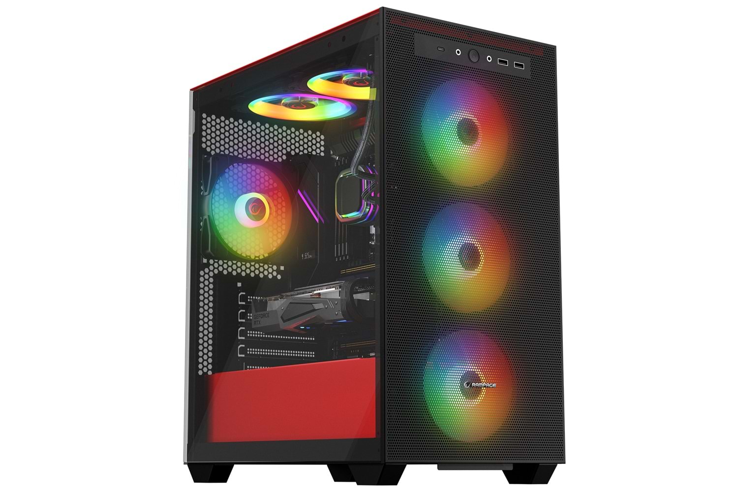 Rampage BLAZE Mesh Temperli Camlı Siyah 4* 12cm ARGB Fan M-ATX Mid-T Gaming Oyuncu Kasası