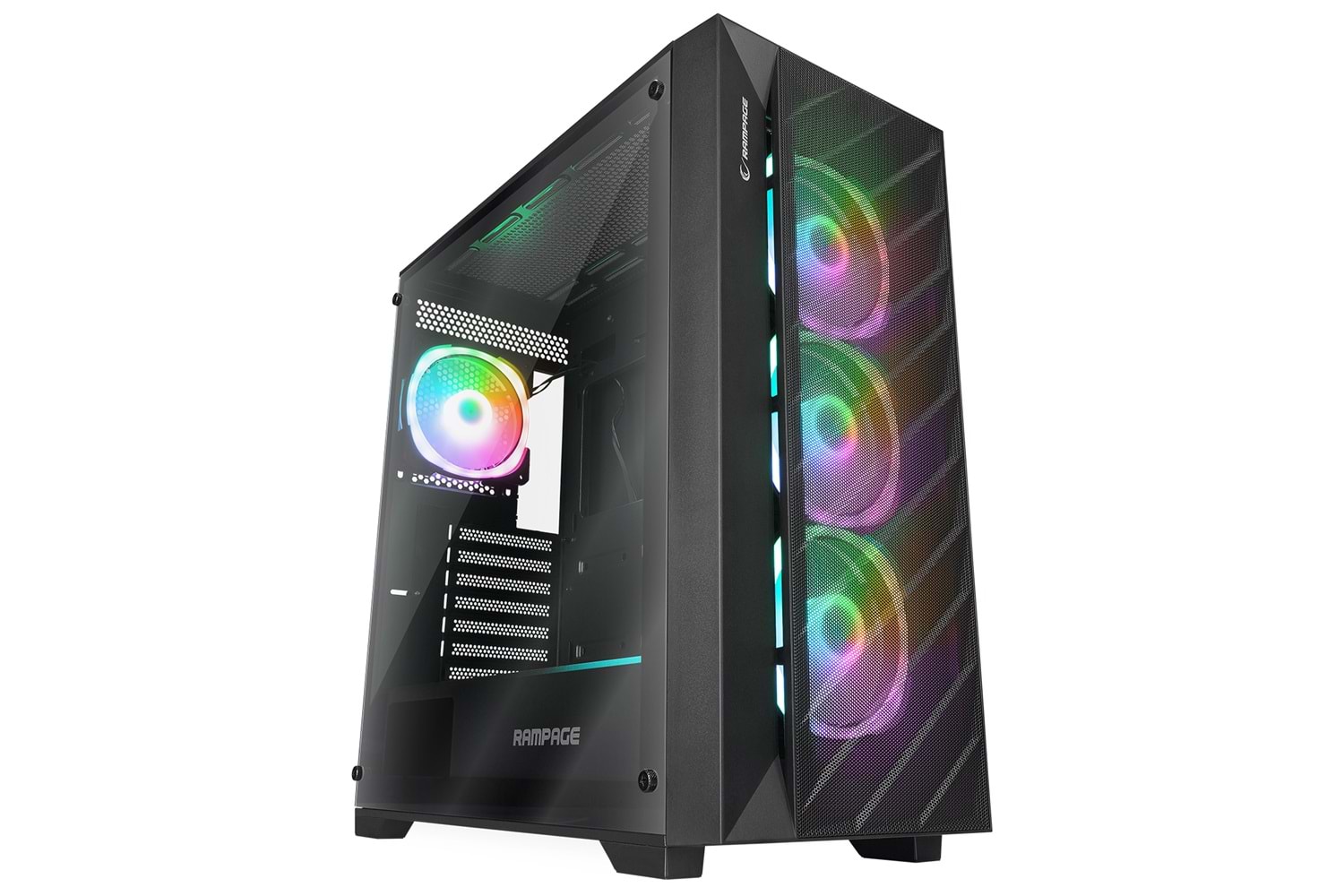 Rampage PRIME Mesh+Temperli Cam 4*ARGB Fan+Hub E-ATX Mid-T Gaming Oyuncu Kasası