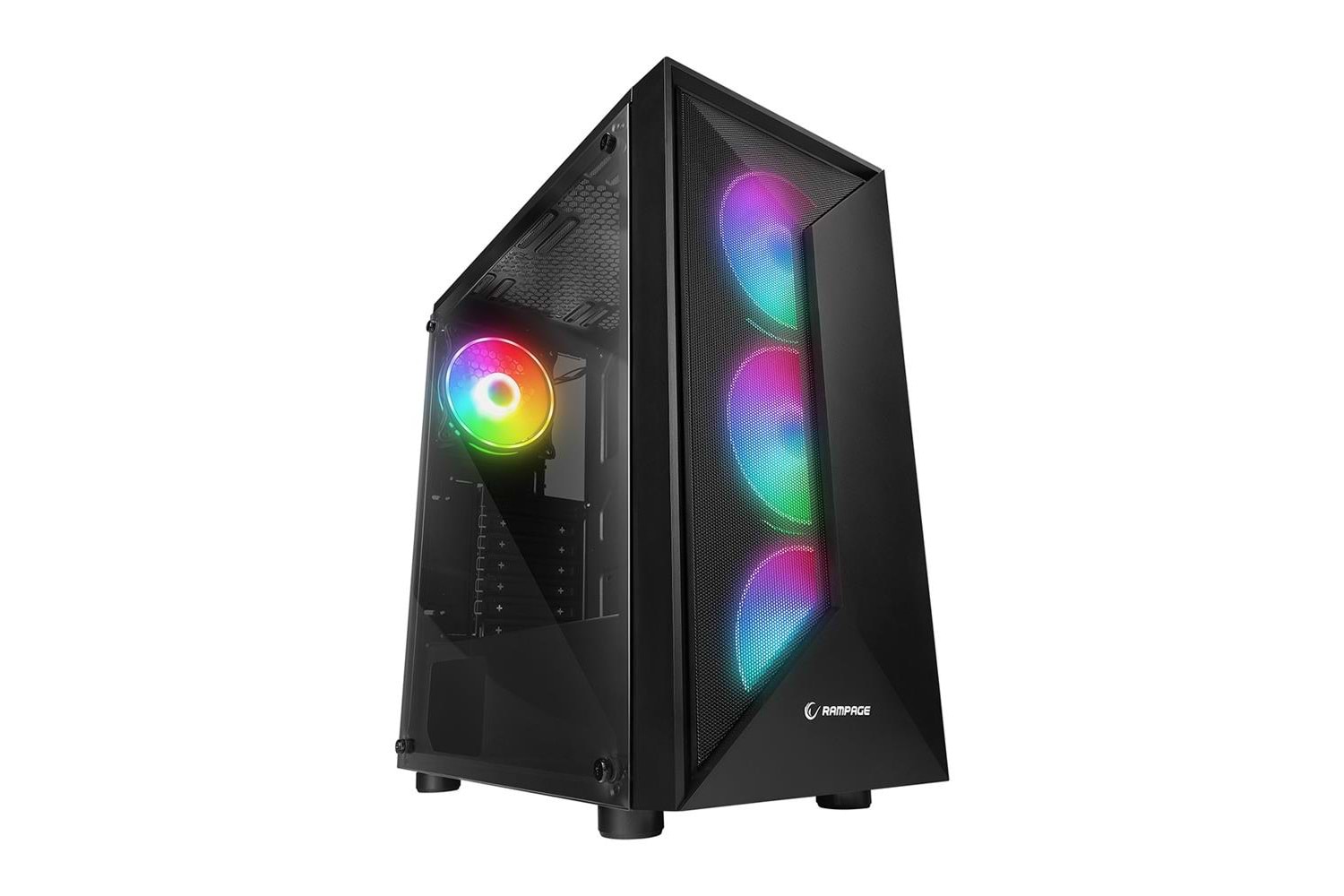 Rampage TRIANGLE 4*12cm Auto RGB Fan Tempered Glass ATX Mid-T Gaming Oyuncu Kasası