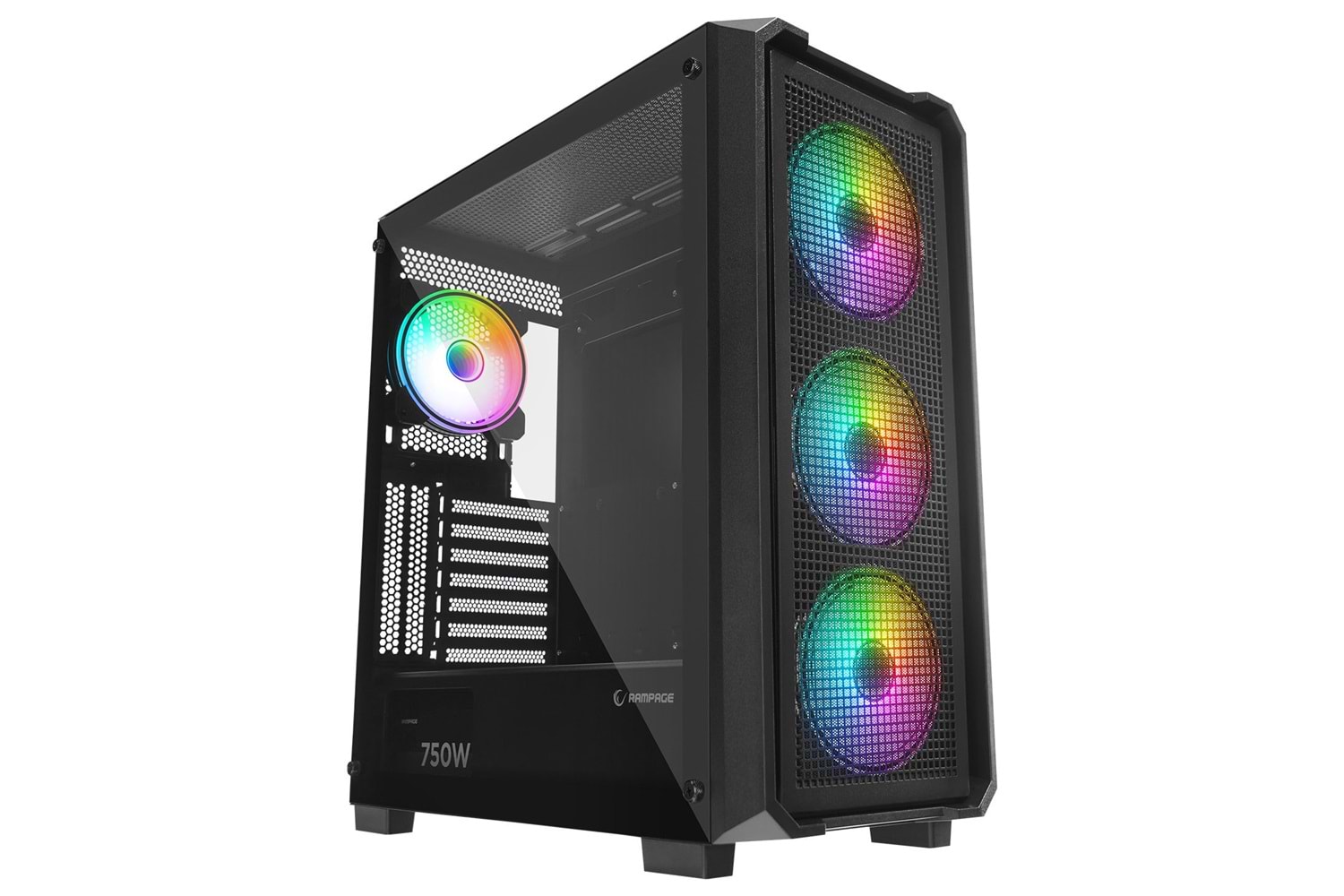 Rampage X-CHAIN Temper Camlı 750W 80 Plus Bronze 4 Adet RGB Fanlı Gaming Oyuncu Kasası