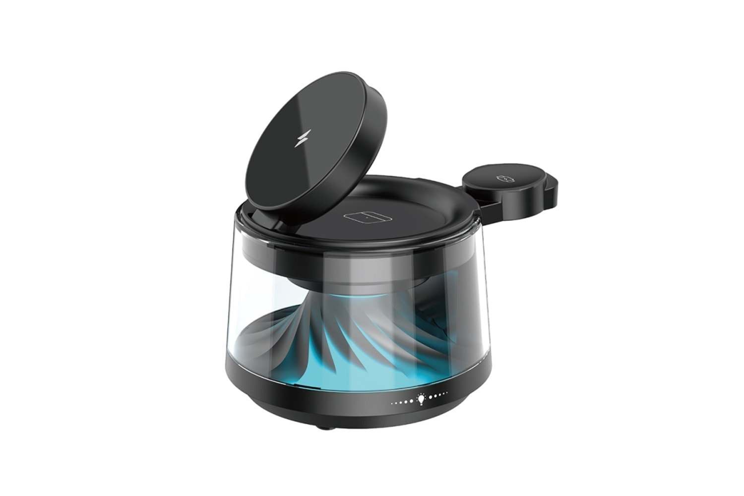 Wiwu Wi-W039 5'i 1 Arada Kablosuz Şarj Standı, Ortam Aydınlatmalı Bluetooth Hoparlör 15W