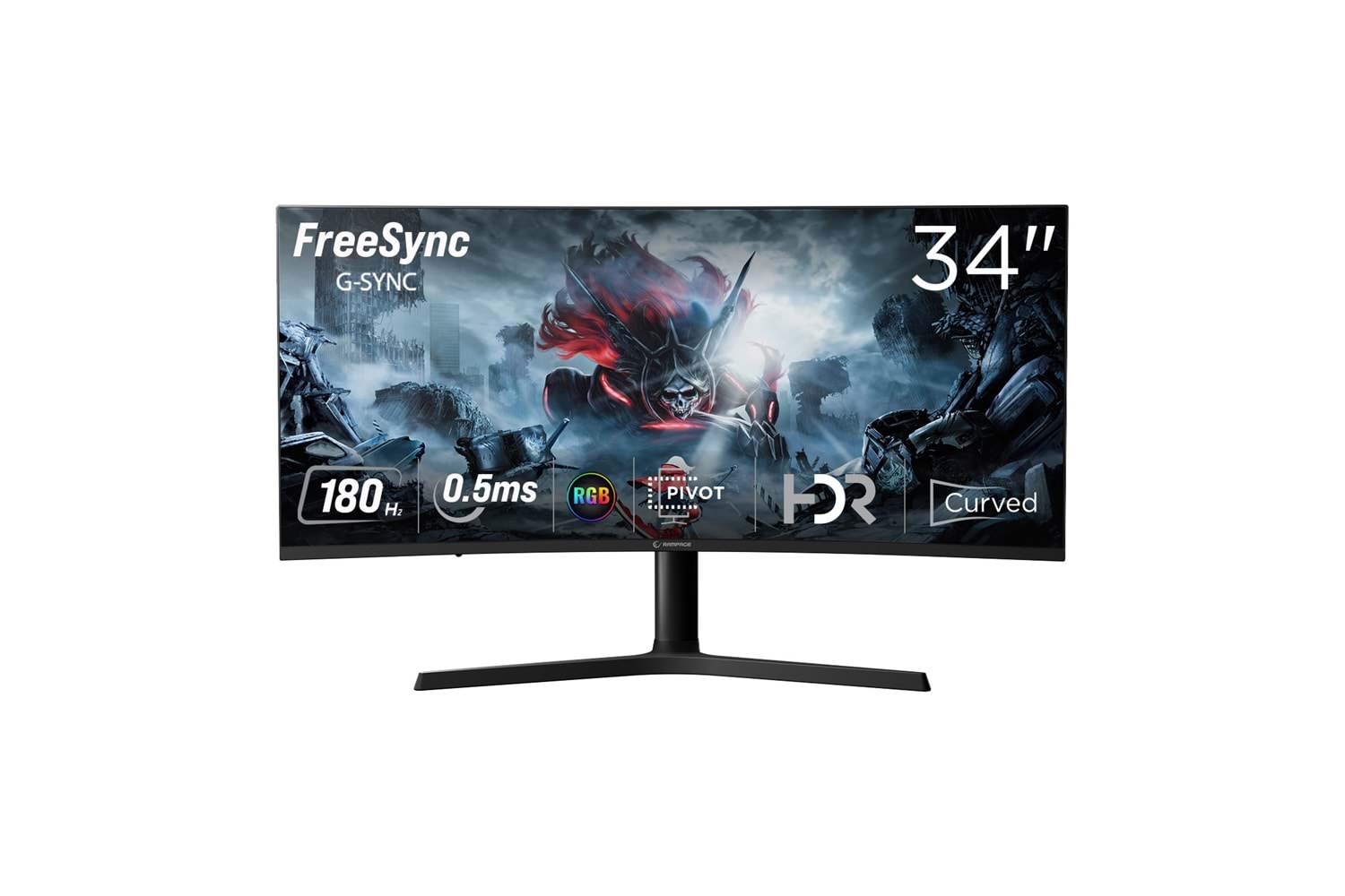 Rampage CYCLOPS CY34R180 34 180Hz 0,5ms Fast VA HDR Freesync Pivot RGB PC Curved Oyuncu Monitörü
