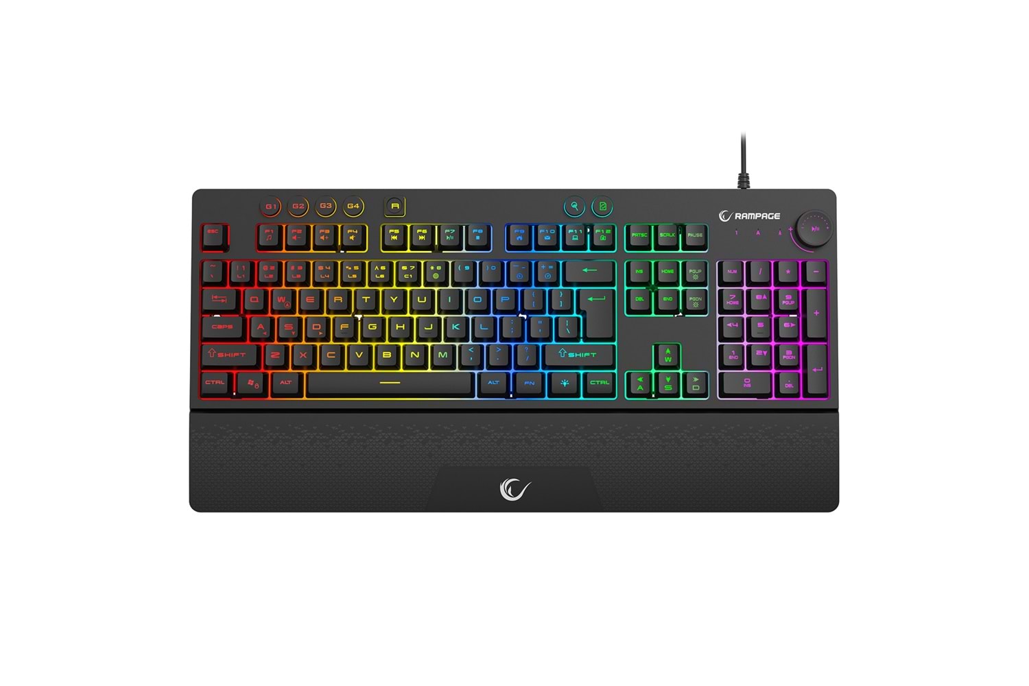 Rampage KB-GX65 SIMULA USB RGB Aydınlatmalı 4 Makro Tuşlu English Layout Bilek Destekli Gaming Oyuncu Klavyesi