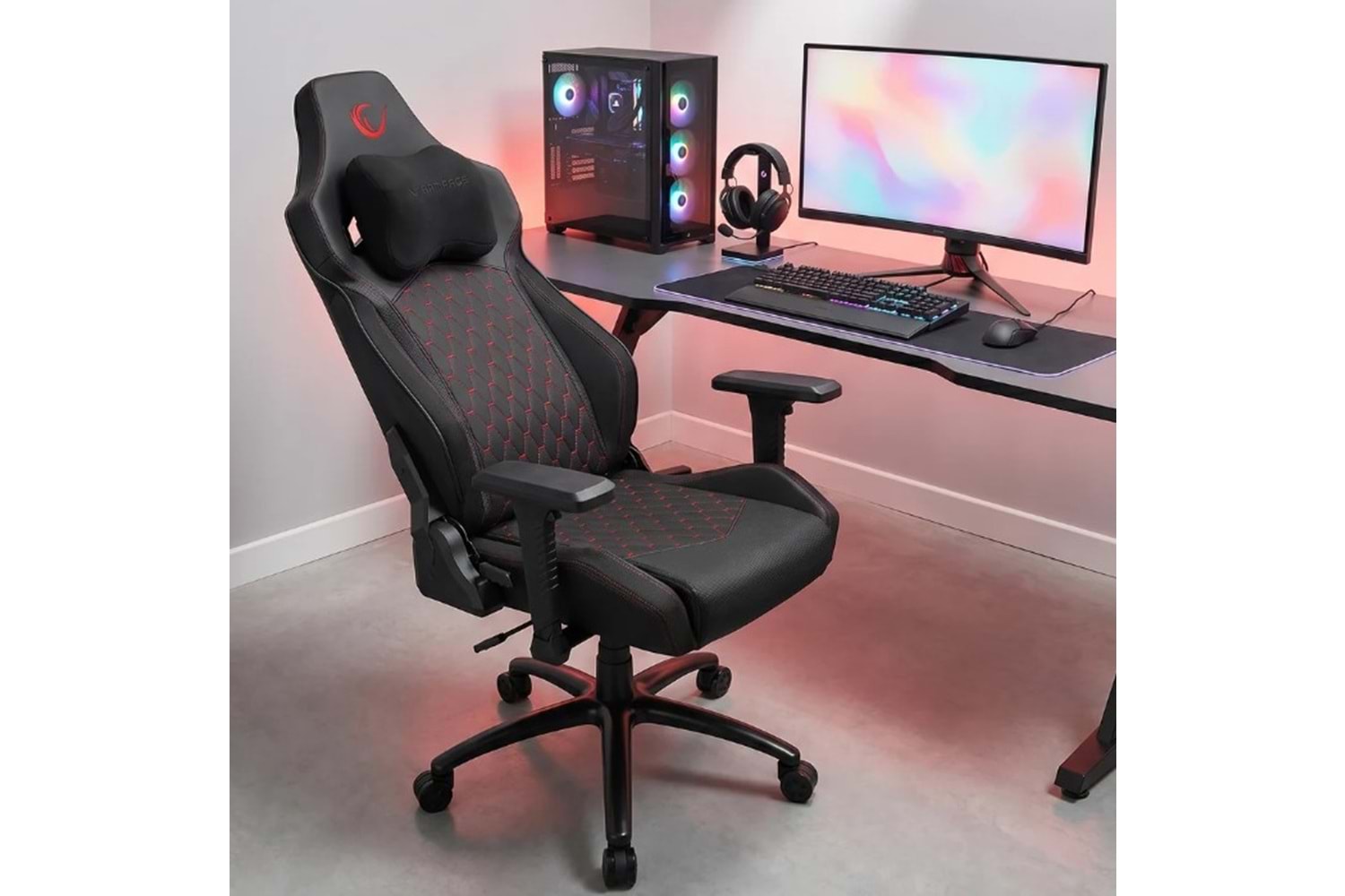 Rampage KL-R73 COMFORT Üst Seviye Terletmez Kumaş Gri/Siyah Gaming Oyuncu Koltuğu