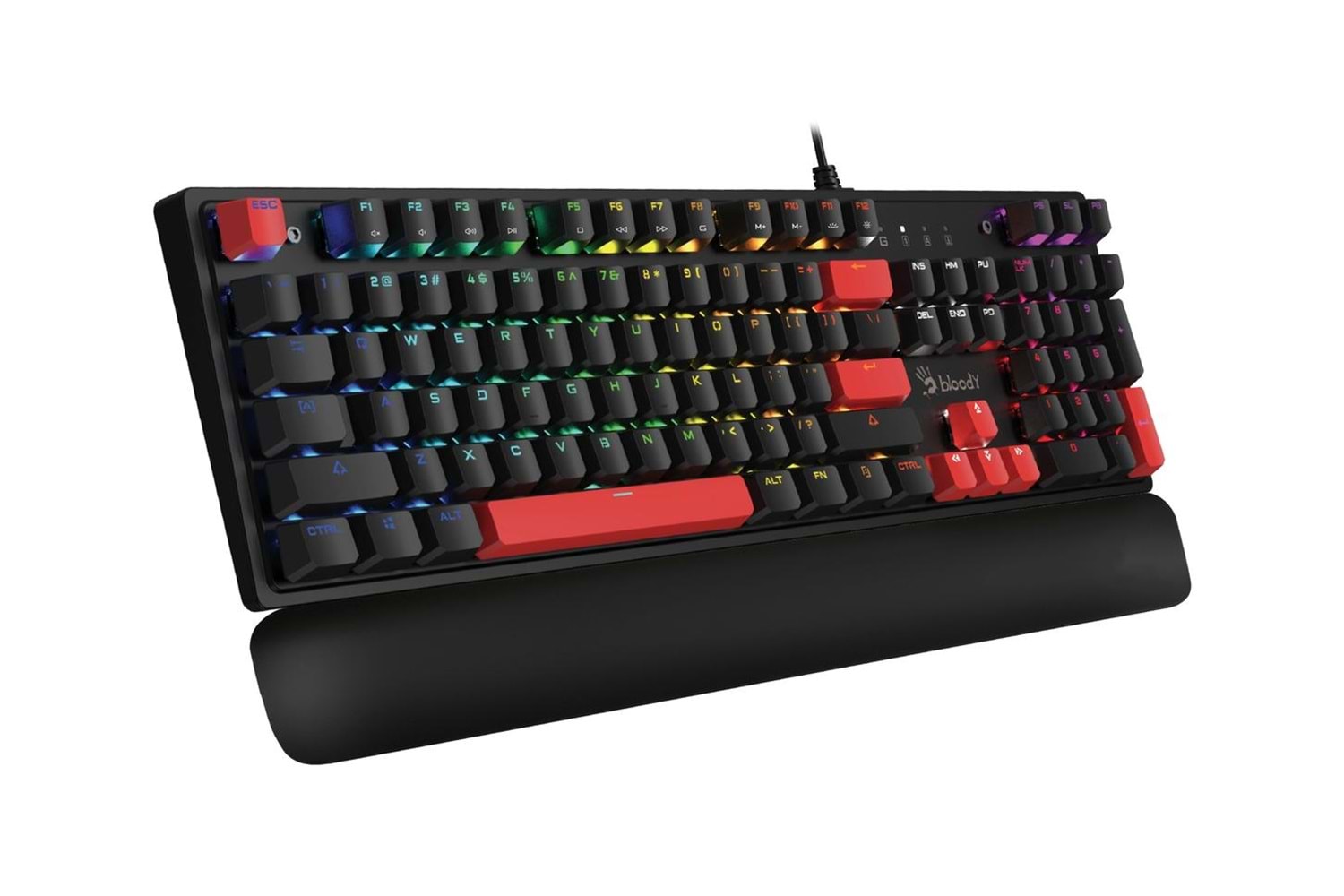 Bloody S515R F.Black QTr Usb-Bmls Red Swıtch+Bilek Desteği RGB Mekanik Gaming Klavye
