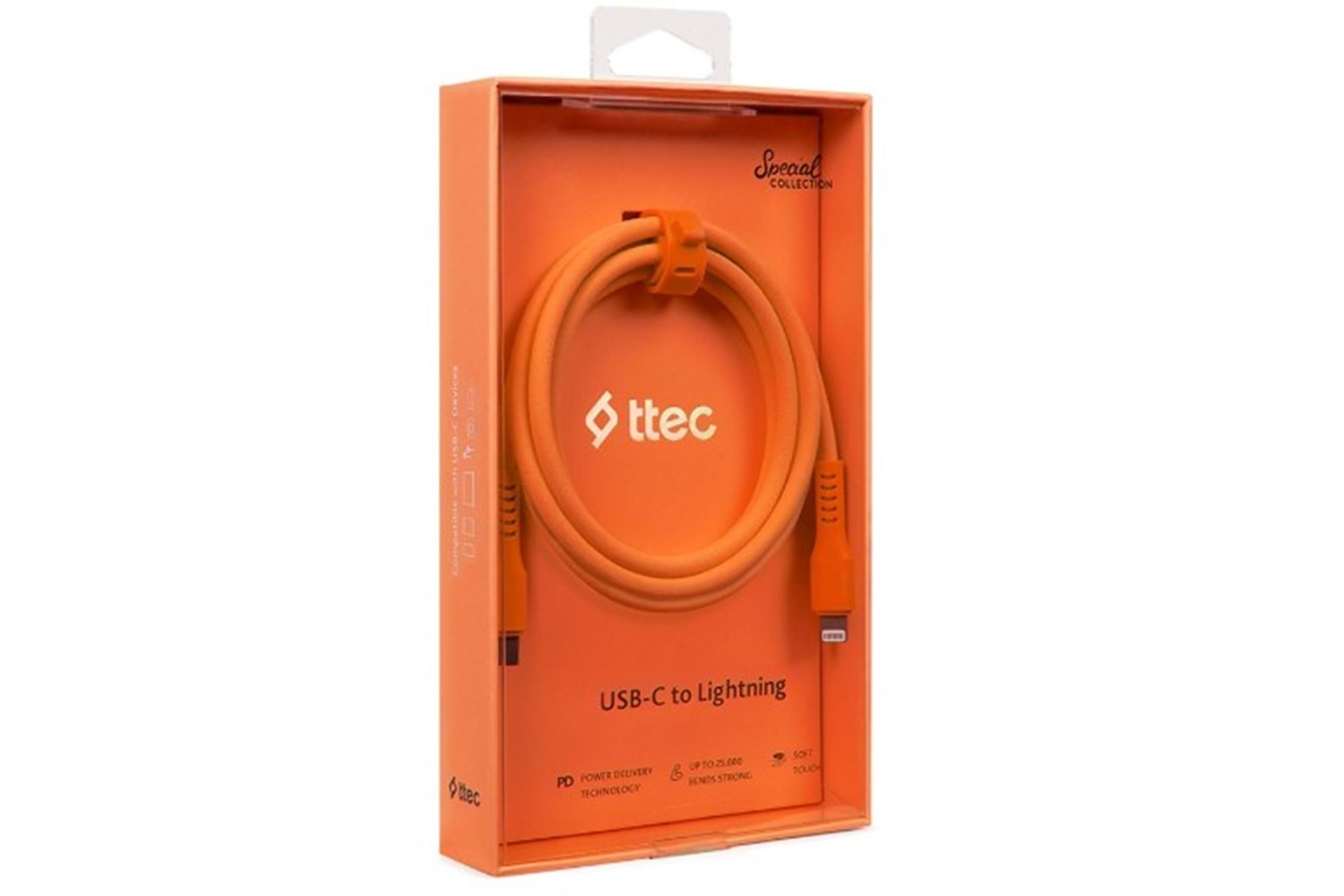 Ttec 2DK60NT USB-C- Lightning Hızlı Şarj Kablosu 120 cm Neon Turuncu
