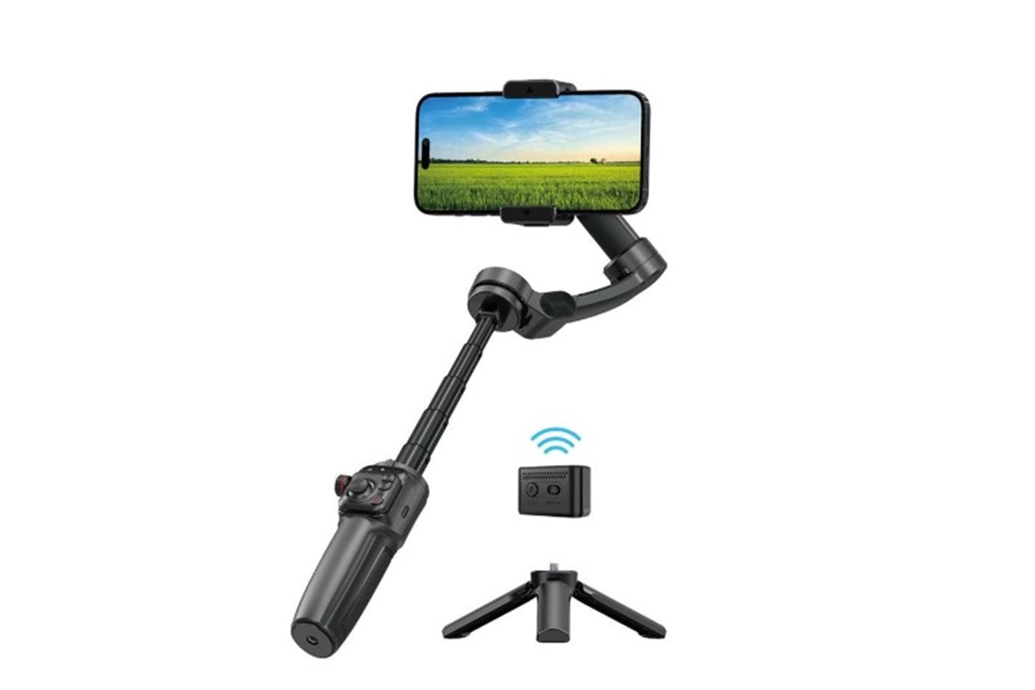 Wiwu Wi-SE016 Yapay Zeka Destekli Canlı Yayın Gimbal Sabitleyici (Dolgu Işıklı)
