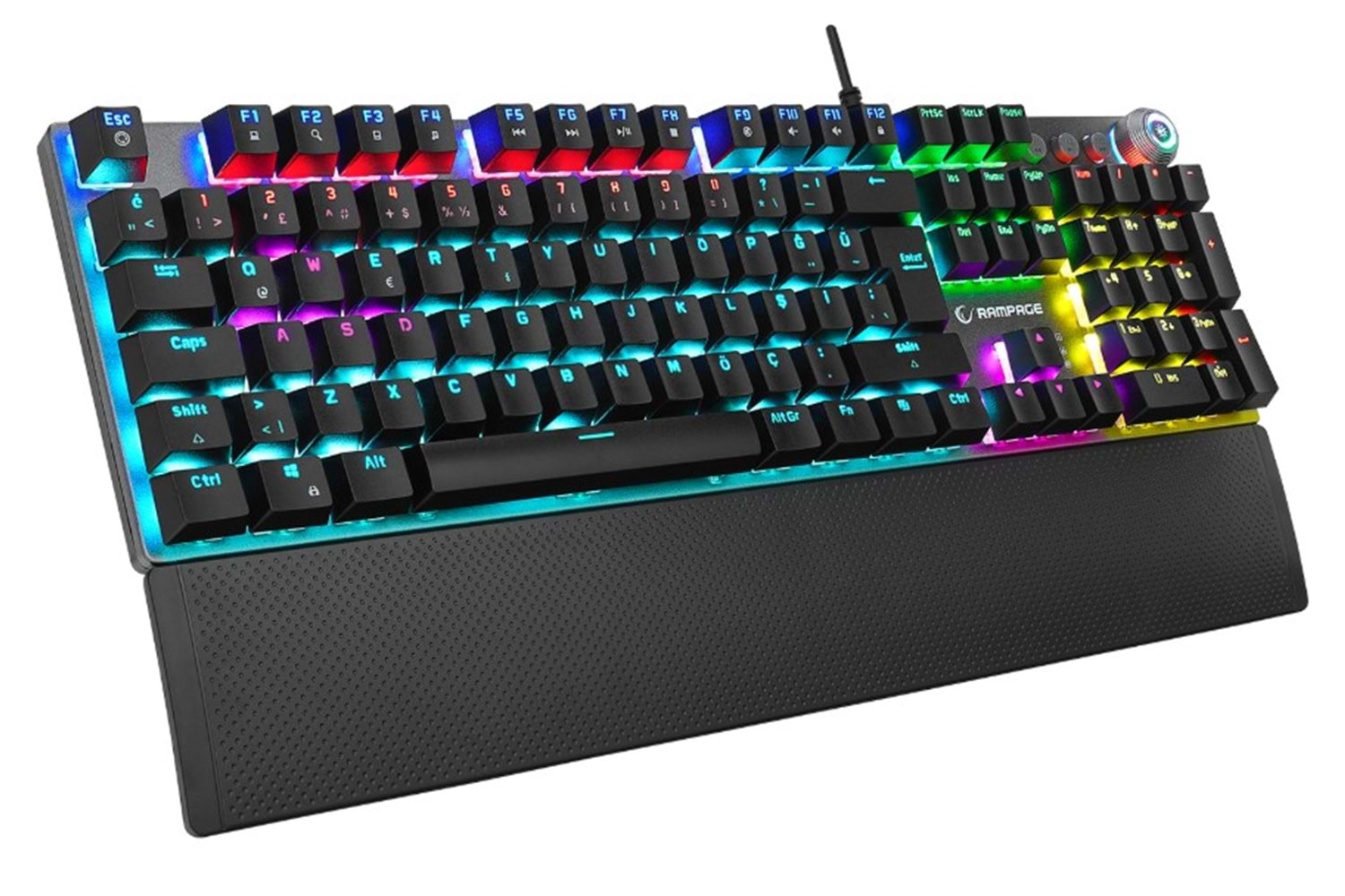 Rampage KB-R28 BLADE PLUS Siyah/Gümüş Gökkuşağı Aydınlatmalı Tam Türkçe Blue Switch Mekanik Gaming Klavye