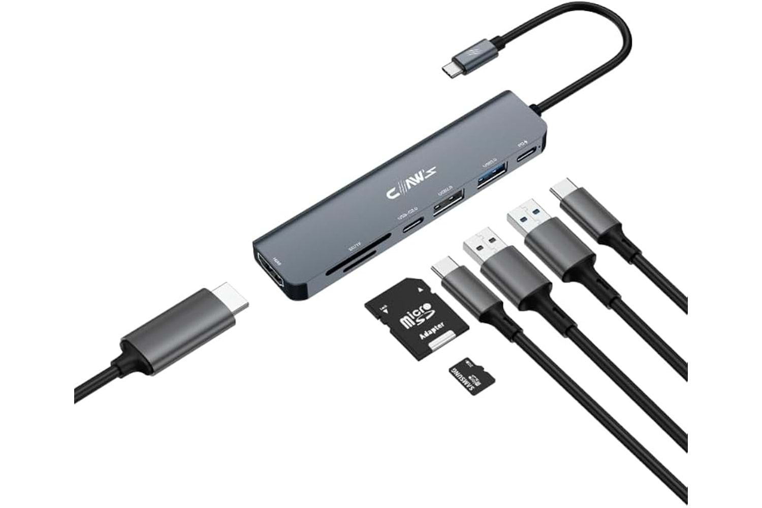 CHUB007-P 7in1 Windows & Mac 100W Hızlı Şarj - Type-C To 4K HDMI *1x Usb-C 100W Pd *1x Usb-C Data *1x USB 3.0 5gbps