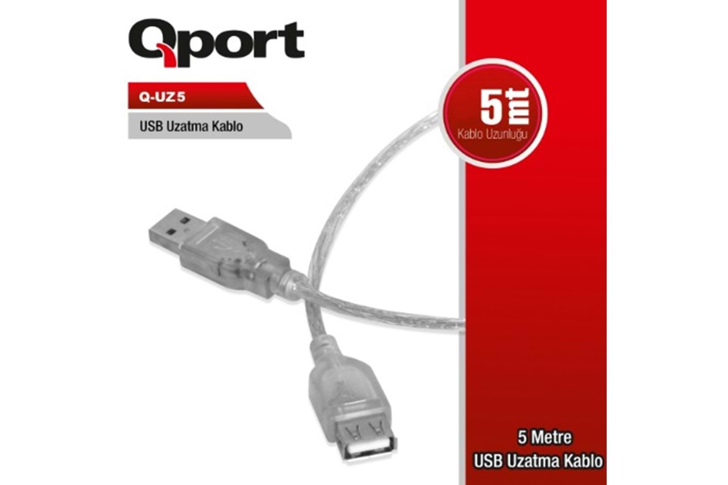 Qport Q-UZ5 5 m USB 2.0 Uzatma Kablosu