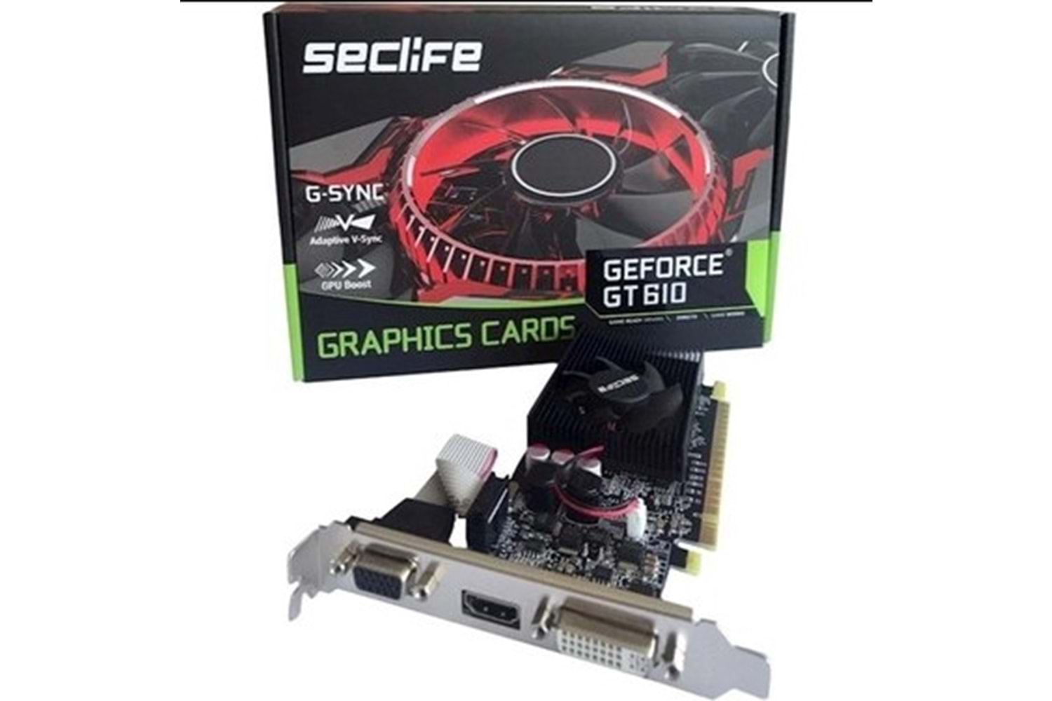 Seclife Geforce GT610 2GB DDR3 64BIT DVI HDMI VGA Low Profile Ekran Kartı Fanlı Soğutma