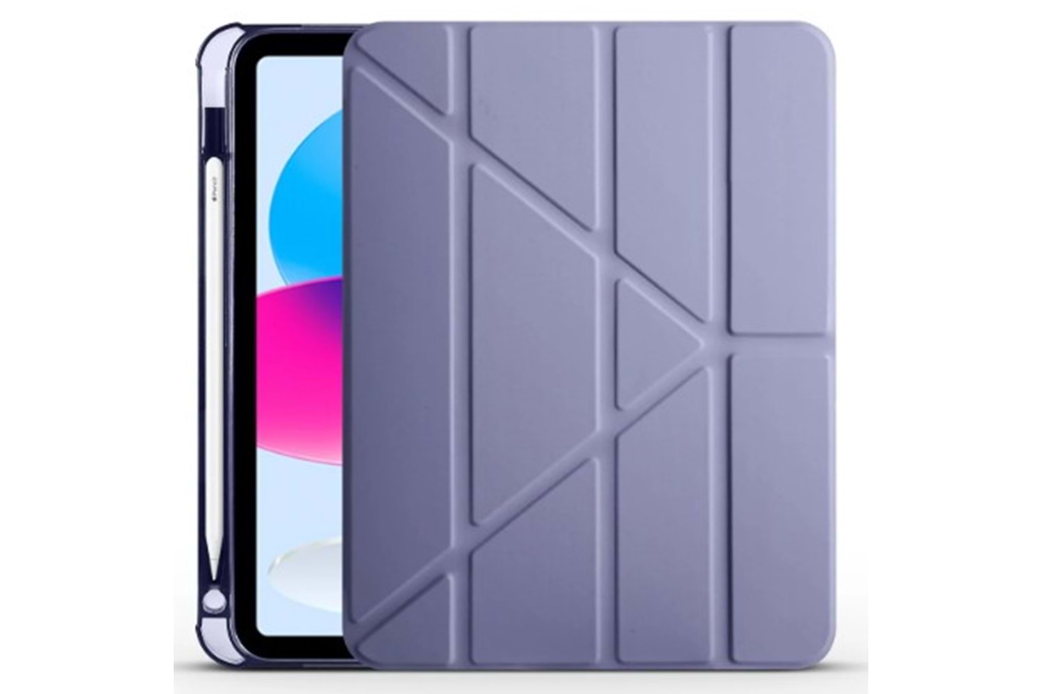 Apple iPad 10.9 2022 (10.Nesil) Kılıf Tri Folding Kalem Bölmeli Standlı Kılıf Mor