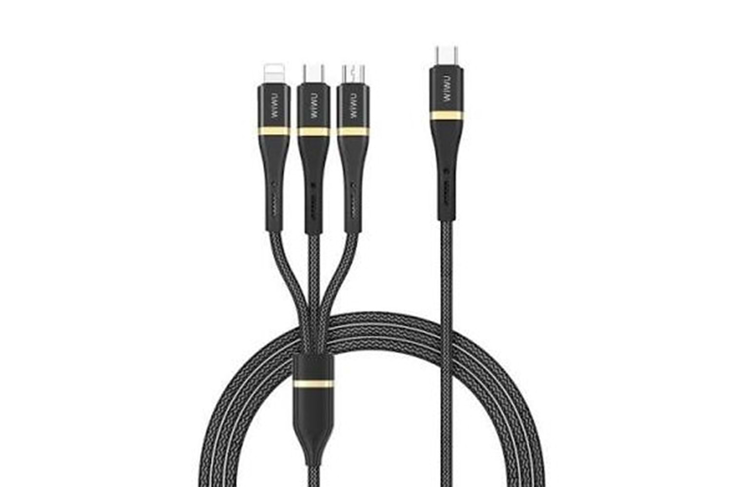 Wiwu Elite Data Cable Lightning + Type-C + Micro 1.2 Metre - Siyah