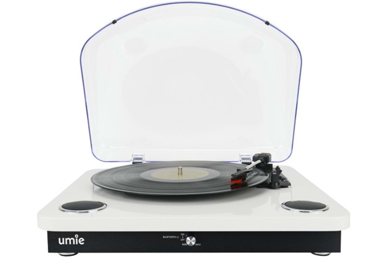 Umie Bemol Beyaz Piano Kaplama Plak Çalar 10W BT İN, BT OUT, RCA, USB Özellikli Nostaljik Pikap