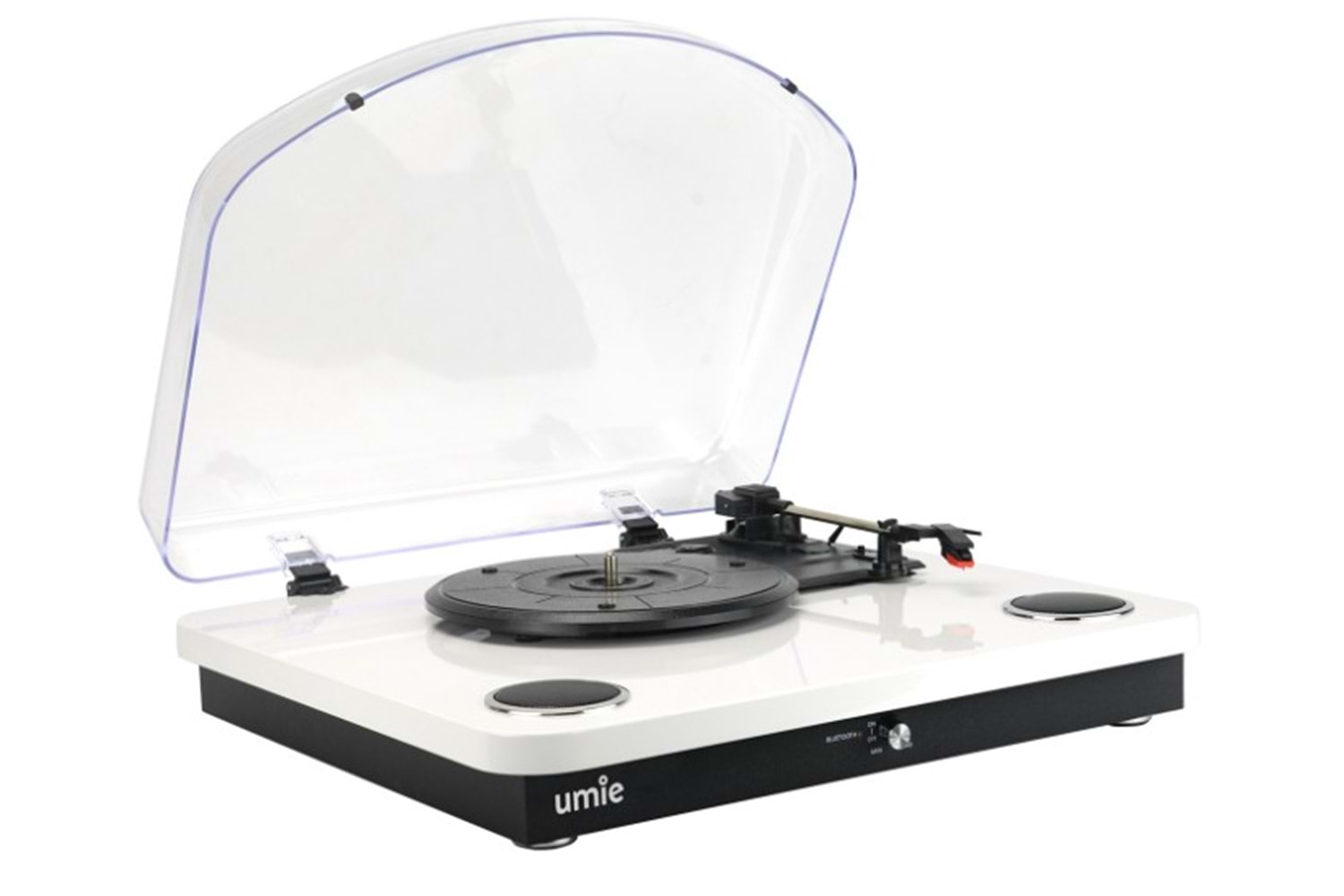 Umie Bemol Beyaz Piano Kaplama Plak Çalar 10W BT İN, BT OUT, RCA, USB Özellikli Nostaljik Pikap