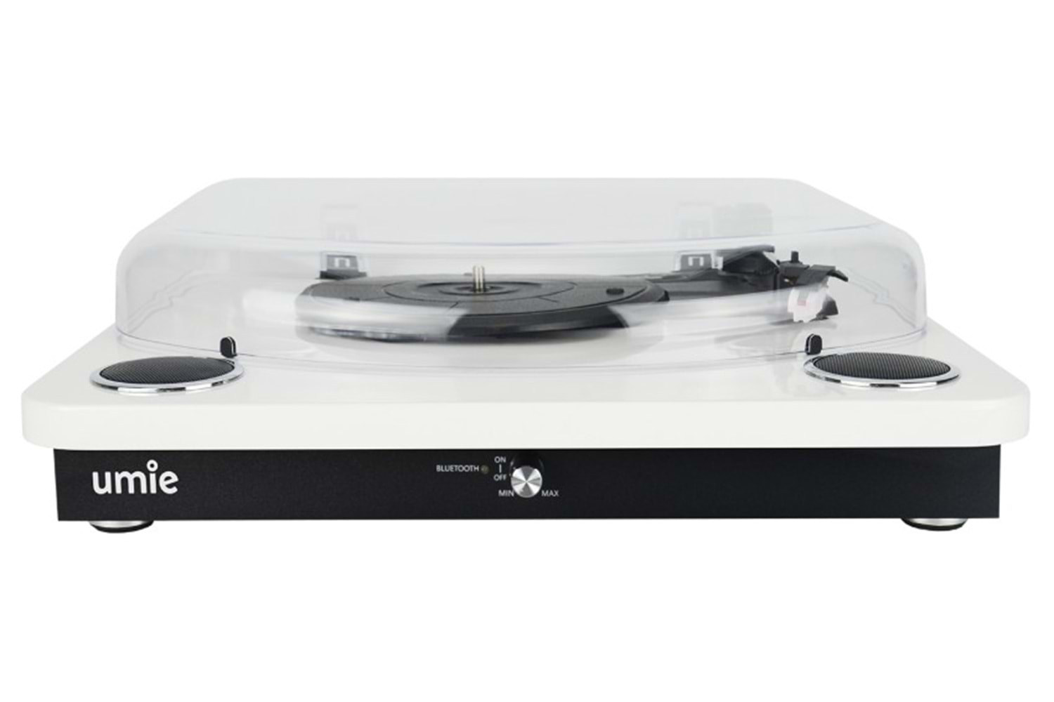 Umie Bemol Beyaz Piano Kaplama Plak Çalar 10W BT İN, BT OUT, RCA, USB Özellikli Nostaljik Pikap