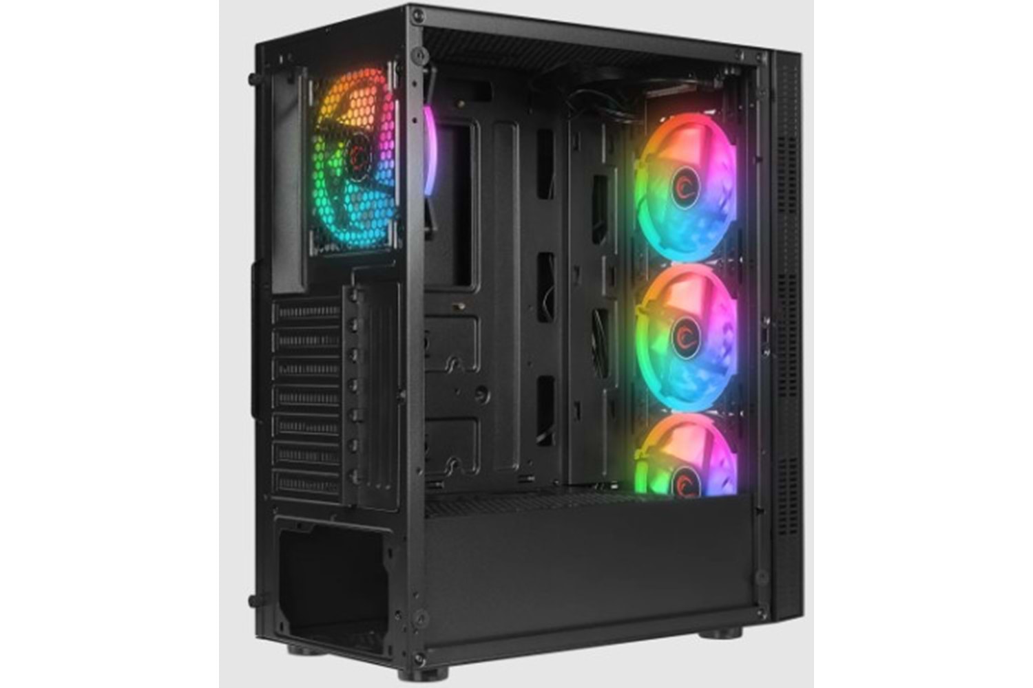 Rampage PLAID V1 Mesh Temperli Camlı 4x12cm Auto RGB Fan ATX Mid-T Gaming Oyuncu Kasası