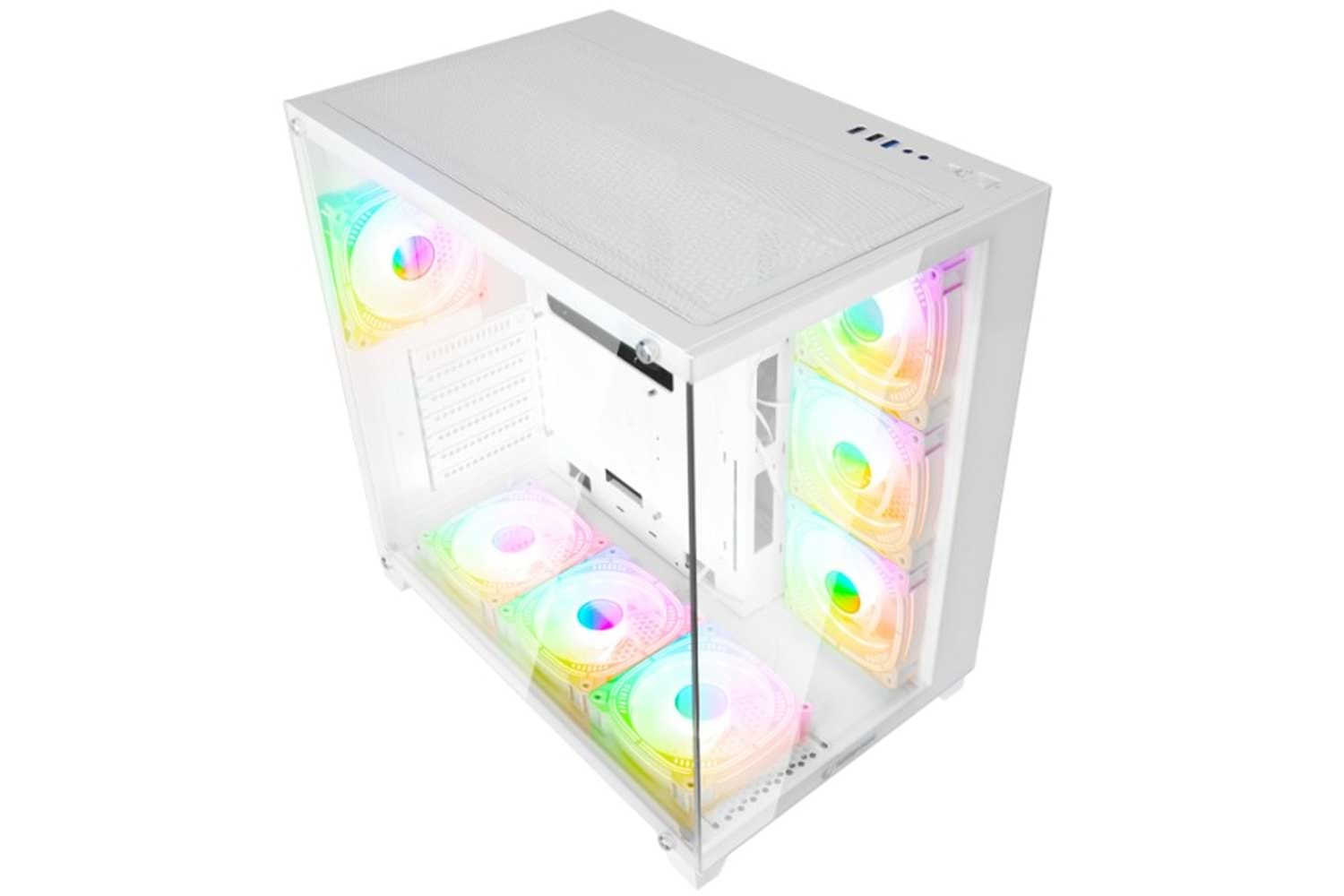 Rampage ARCTURUS Temperli Camlı 750W 80 Plus Bronze Beyaz 7*12cm RGB Fan ATX Mid-T Gaming Oyuncu Kasası