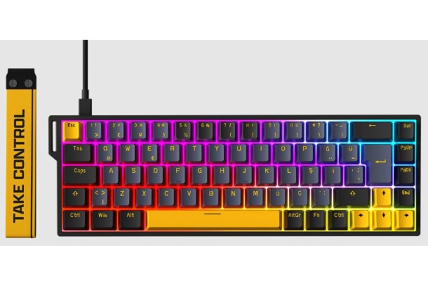 Rampage Kaisel Siyah/Gri/Sarı Hot Swap 8000 Hz Gasket Manyetik RGB Rapid Trigger 128K Scan Rate Q PBT Keycap Analog Klavye