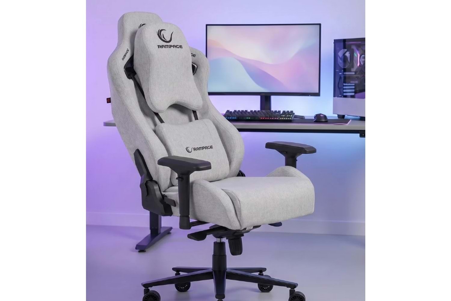 Rampage KL-R21 GRAND SERIES Üst Seviye Terletmez Kumaş Fildişi Gaming Oyuncu Koltuğu