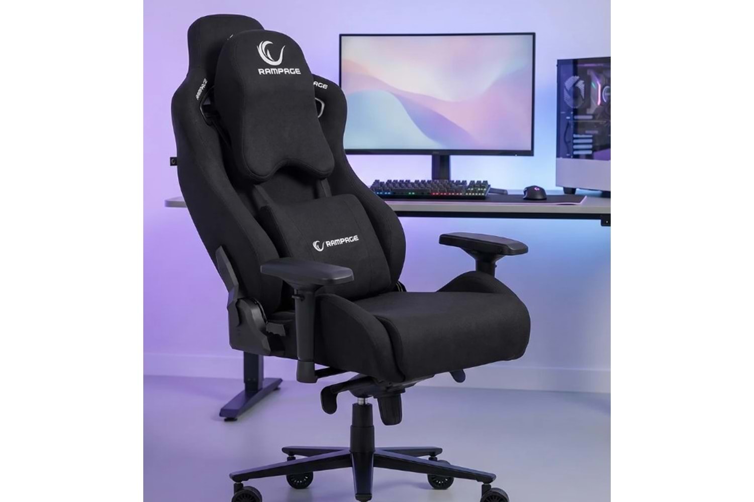 Rampage KL-R21 GRAND SERIES Üst Seviye Terletmez Kumaş Siyah Gaming Oyuncu Koltuğu
