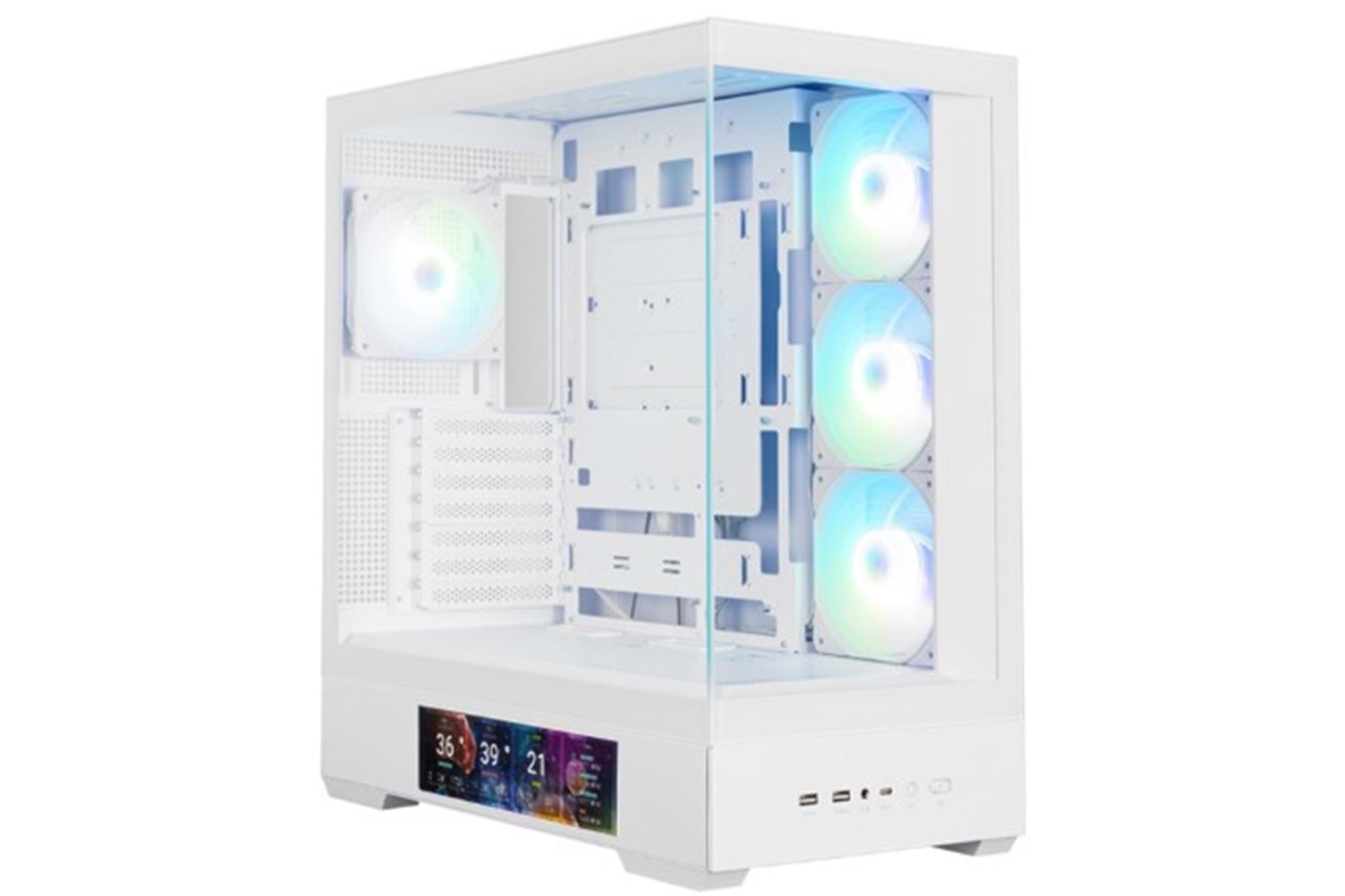 Zalman P40 DS 4*ARGB Fanlı Beyaz ATX Mid Tower 9.1'' LCD Gaming Oyuncu Kasası