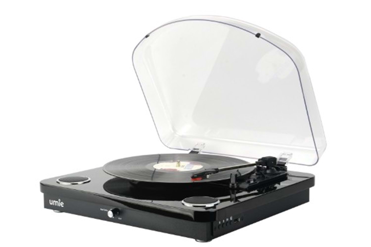 Umie Bemol Siyah Piano Kaplama Plak Çalar 10W BT İN, BT OUT, RCA, USB Özellikli Nostaljik Pikap