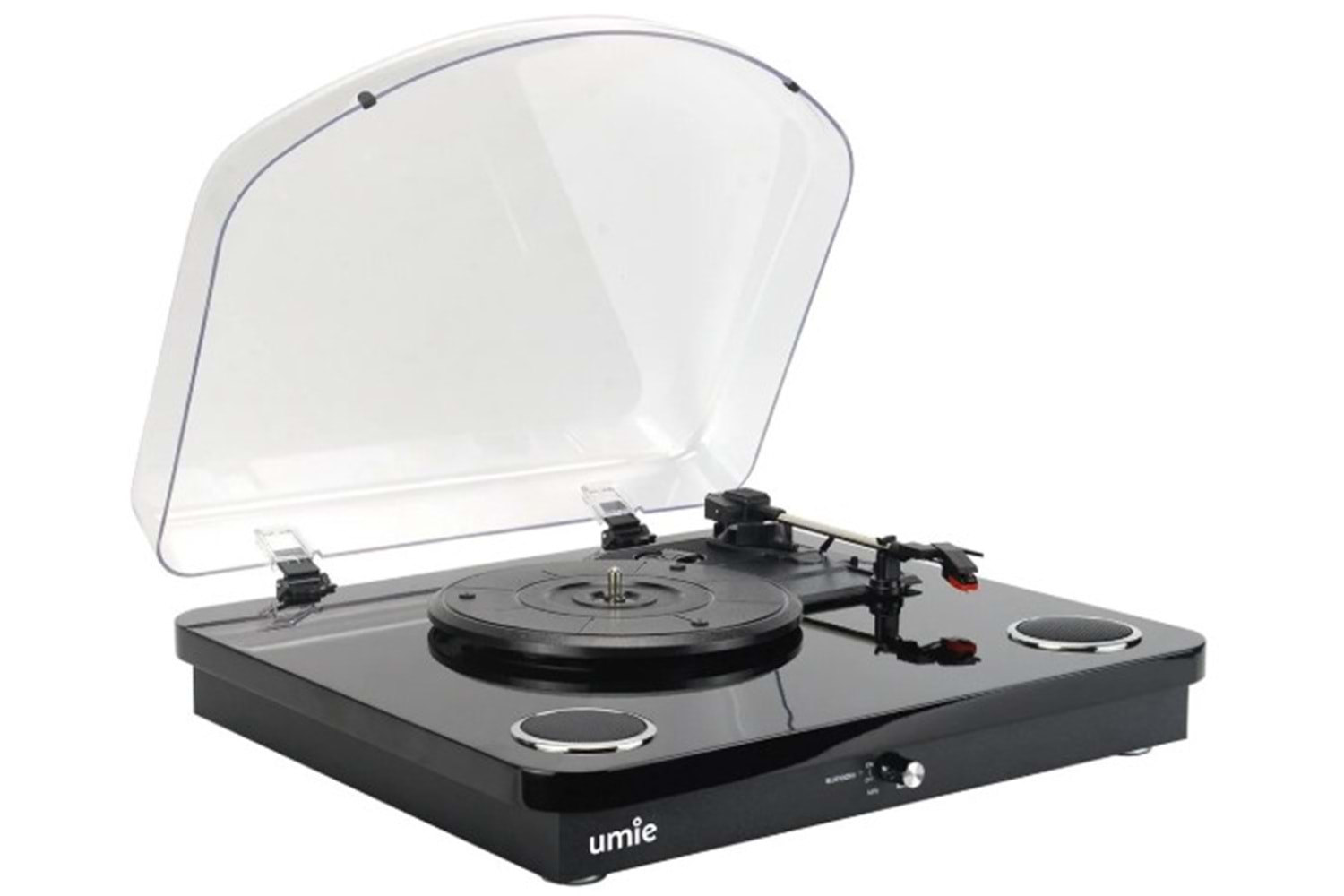 Umie Bemol Siyah Piano Kaplama Plak Çalar 10W BT İN, BT OUT, RCA, USB Özellikli Nostaljik Pikap