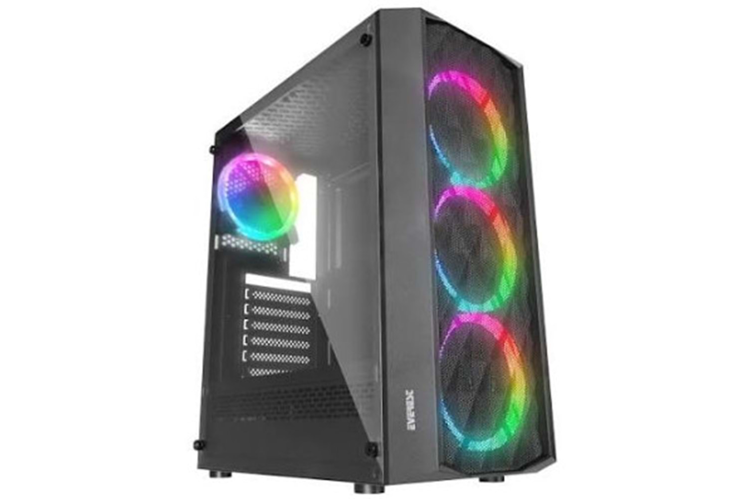 Everest BUMPY 4*12cm RGB Fan 600W APFC Tempered Camlı ATX Mid-T Gaming Oyuncu Kasası