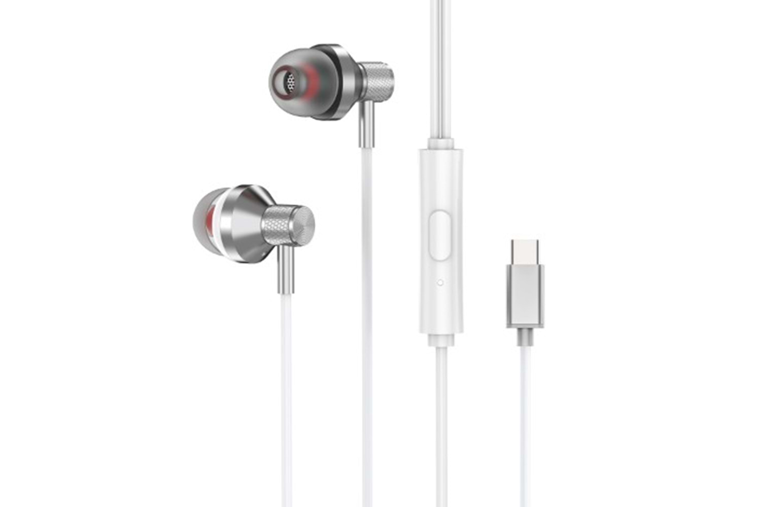 S-link SL-TPK03 TypeC Telefon Uyumlu Metal Beyaz Kulak İçi Mikrofonlu Kulaklık
