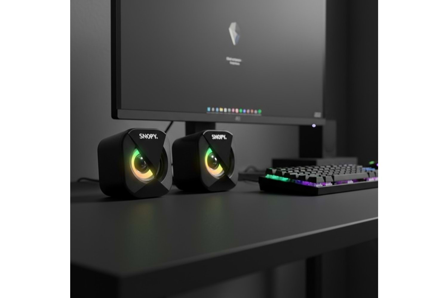 Snopy SN-83U 2.0 Mini Led Işıklı 2Wx2CH Siyah USB Gaming Speaker Hoparlör