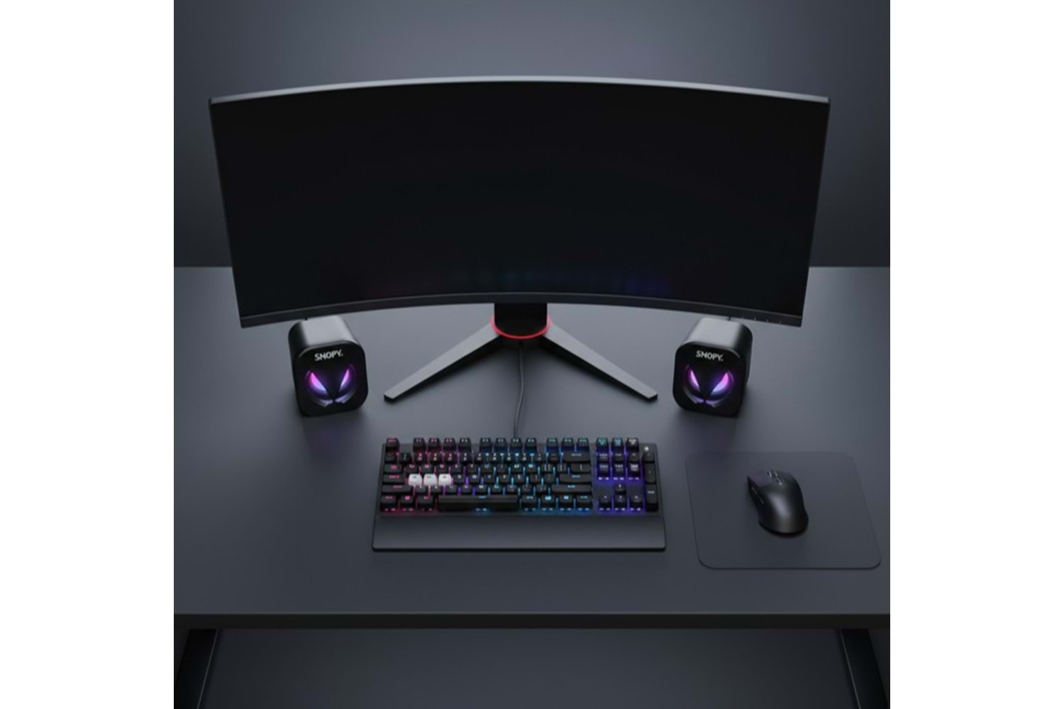 Snopy SN-83U 2.0 Mini Led Işıklı 2Wx2CH Siyah USB Gaming Speaker Hoparlör