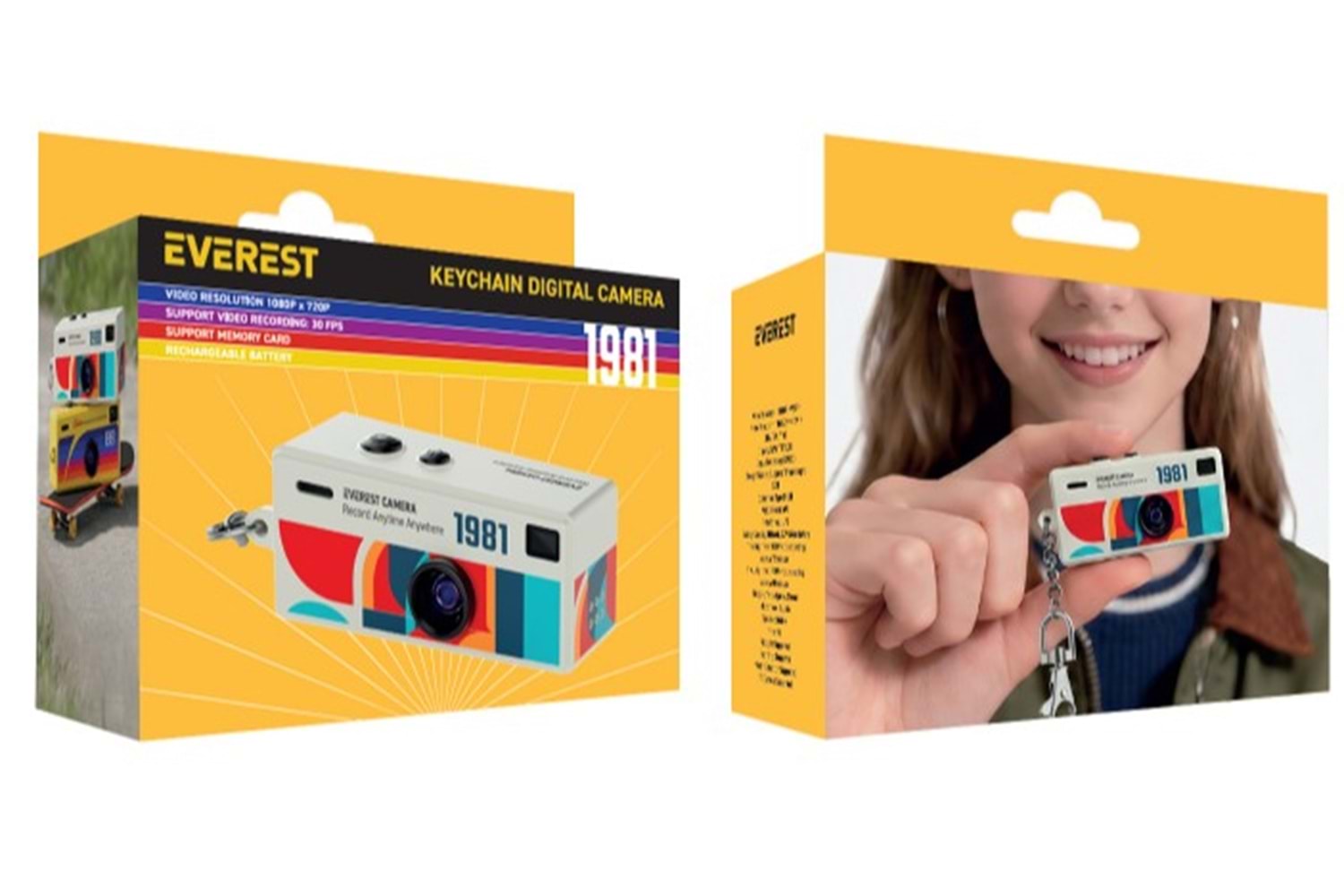Everest ADK1981 Beyaz 1.6MP 300mAh Şarjli Konteyner Tipi Retro Anahtarlık Mini Dijital Kamera