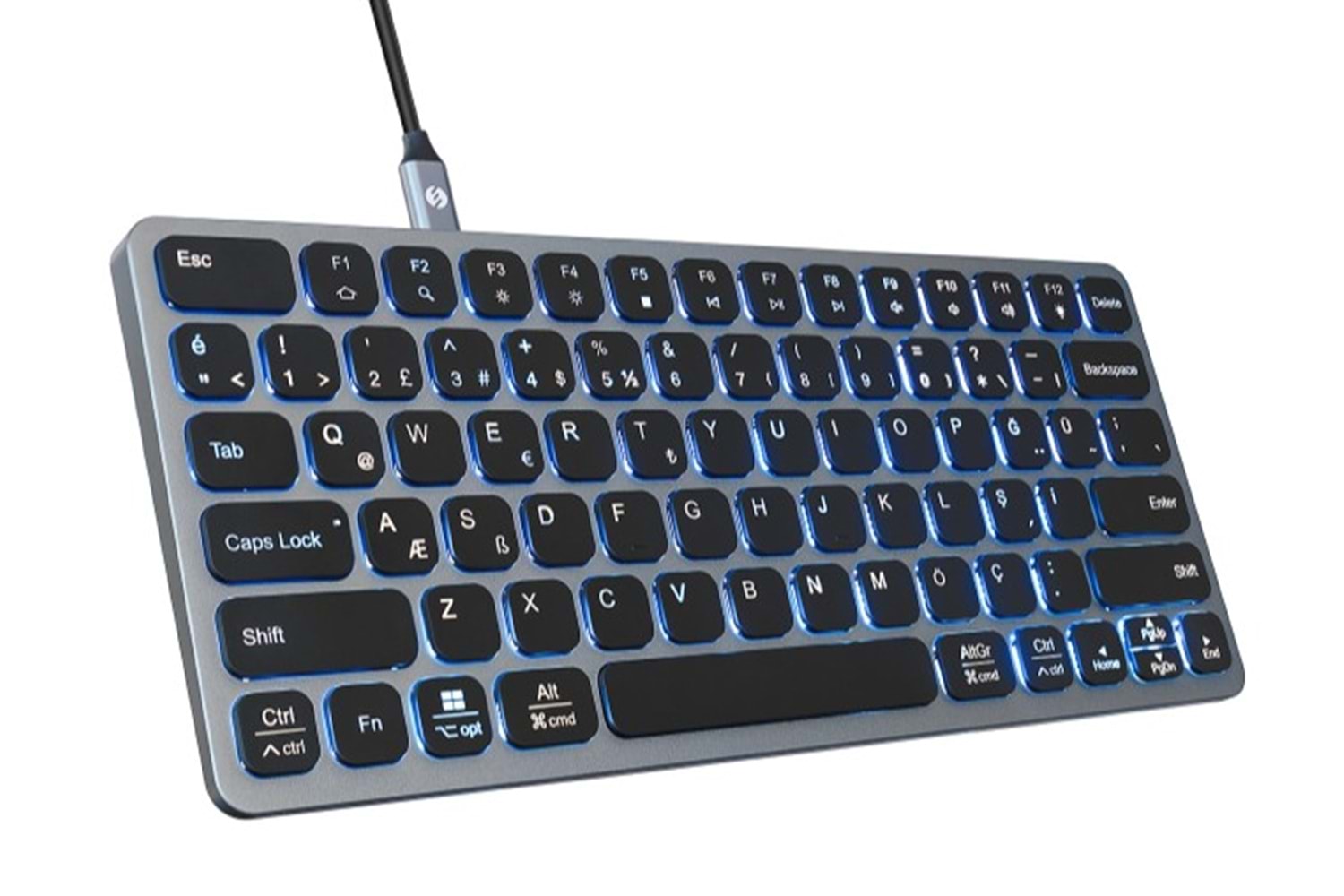 S-Link SW-K801 Siyah USB 8 in 1 USB Q Klavye 2*USB, HDMI, TYPE-C, AUX, TF ve SD Okuyuculu HUB Klavye