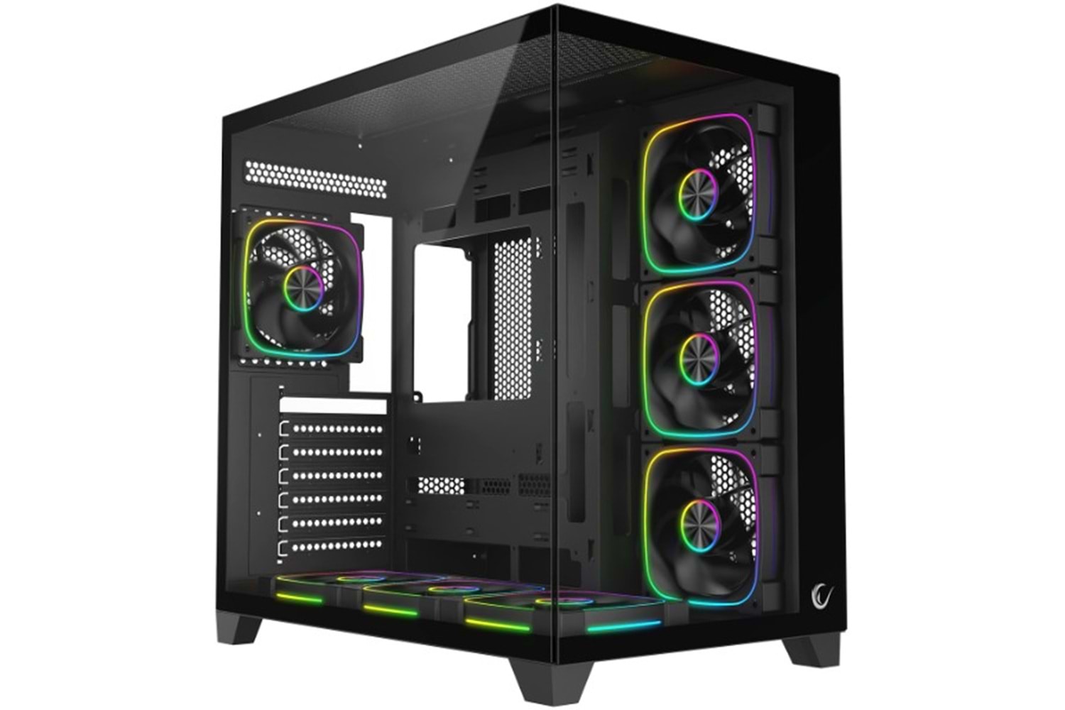Rampage SEALITE Siyah Temperli Camlı ATX/M-ATX 7x12cm ARGB Pwm Fan+Kumanda Akvaryum Oyuncu Kasası