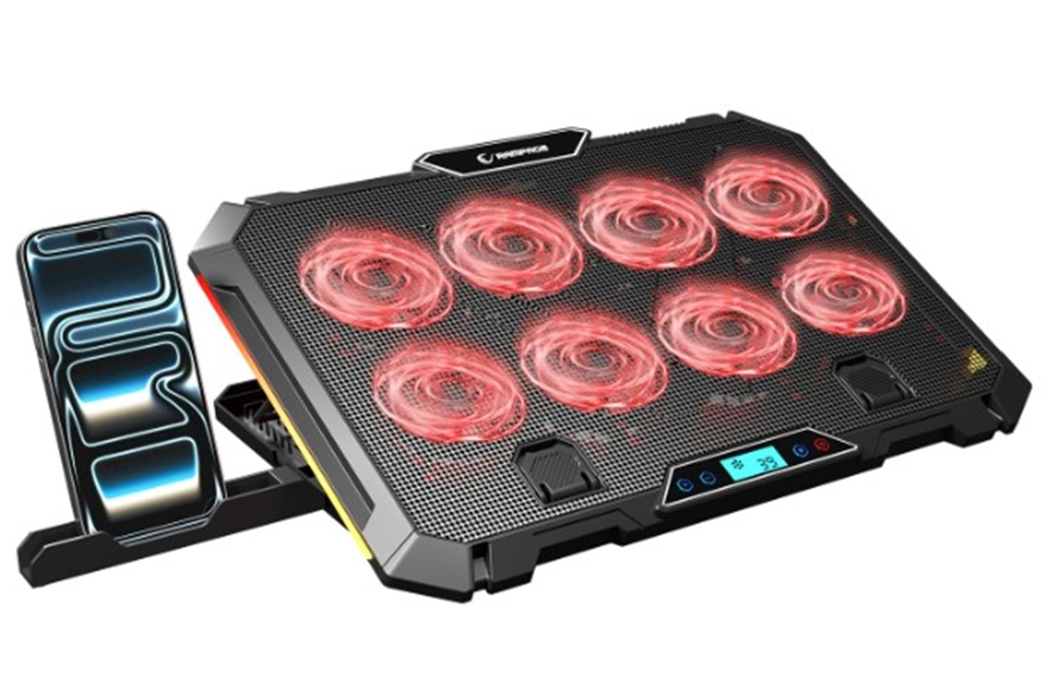 Rampage S51 Icevolt Siyah RGB Işıklı 8 Fanlı LCD Göstergeli 16 Kadar Yükselebilen Notebook Soğutucu
