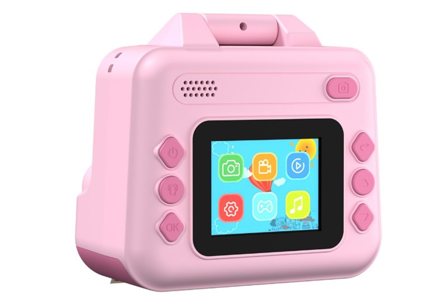Everest EV-8093 Pembe 1080P Full HD 1300mAh Şarjlı Müzik Anında Baskı Yapabilen Dijital Çocuk Kamerası