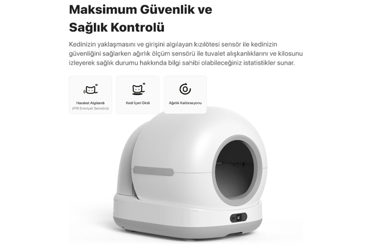 Xenon Smart X8623 Akıllı Otomatik Kameralı Kedi Tuvaleti (Kum Paspası + Koku Tableti ve Çöp Poşeti Hediyeli)