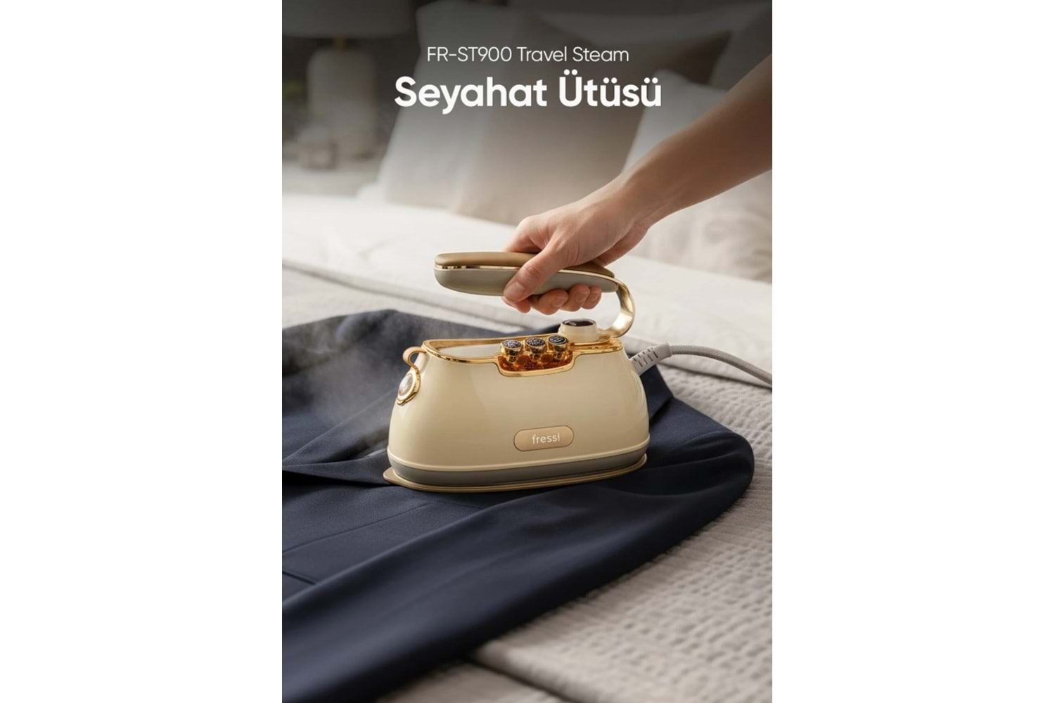 Fressi Retro Travel Steam Taşınabilir Buharlı Ütü FR-ST900 - Krem