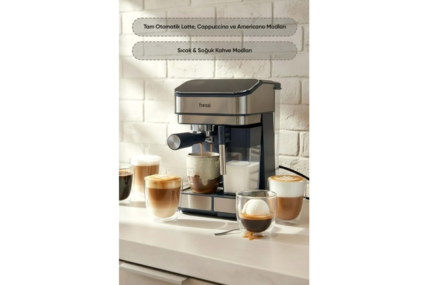 Fressi EM-02 Urban 1,5l 20BAR Tam Otomatik Kahve Lacivert Espresso Makinesi